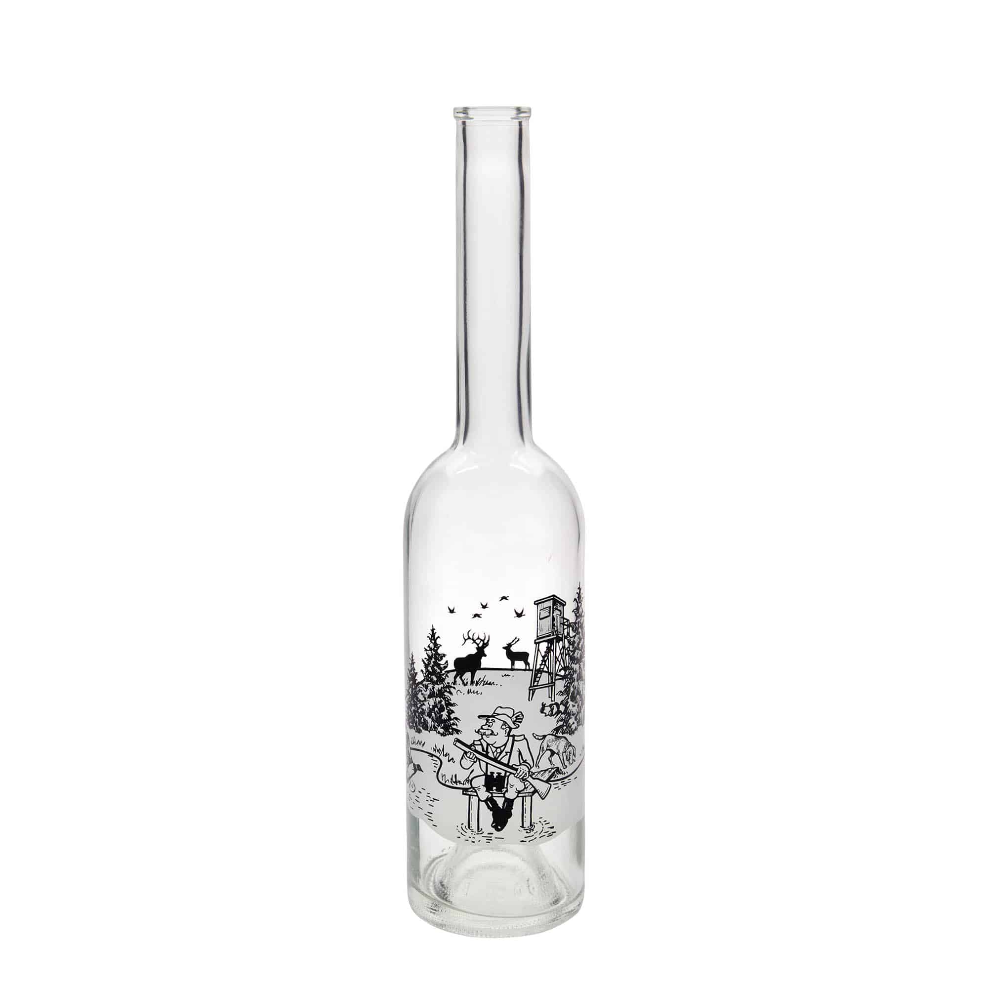 500 ml butelka szklana 'Opera', motyw: myśliwy, korek