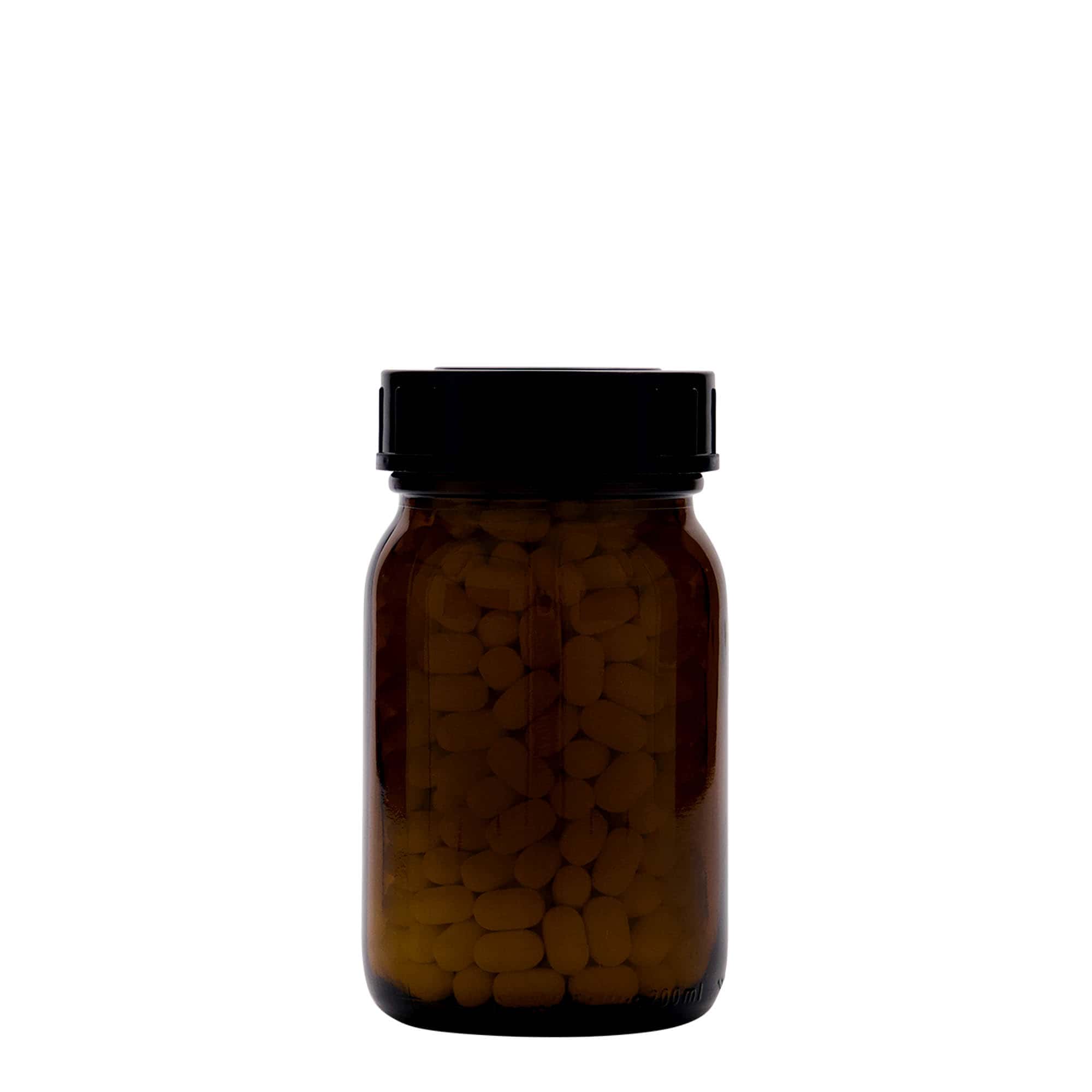 200 ml słoik z szeroką szyjką, brązowy, wylot: DIN 55