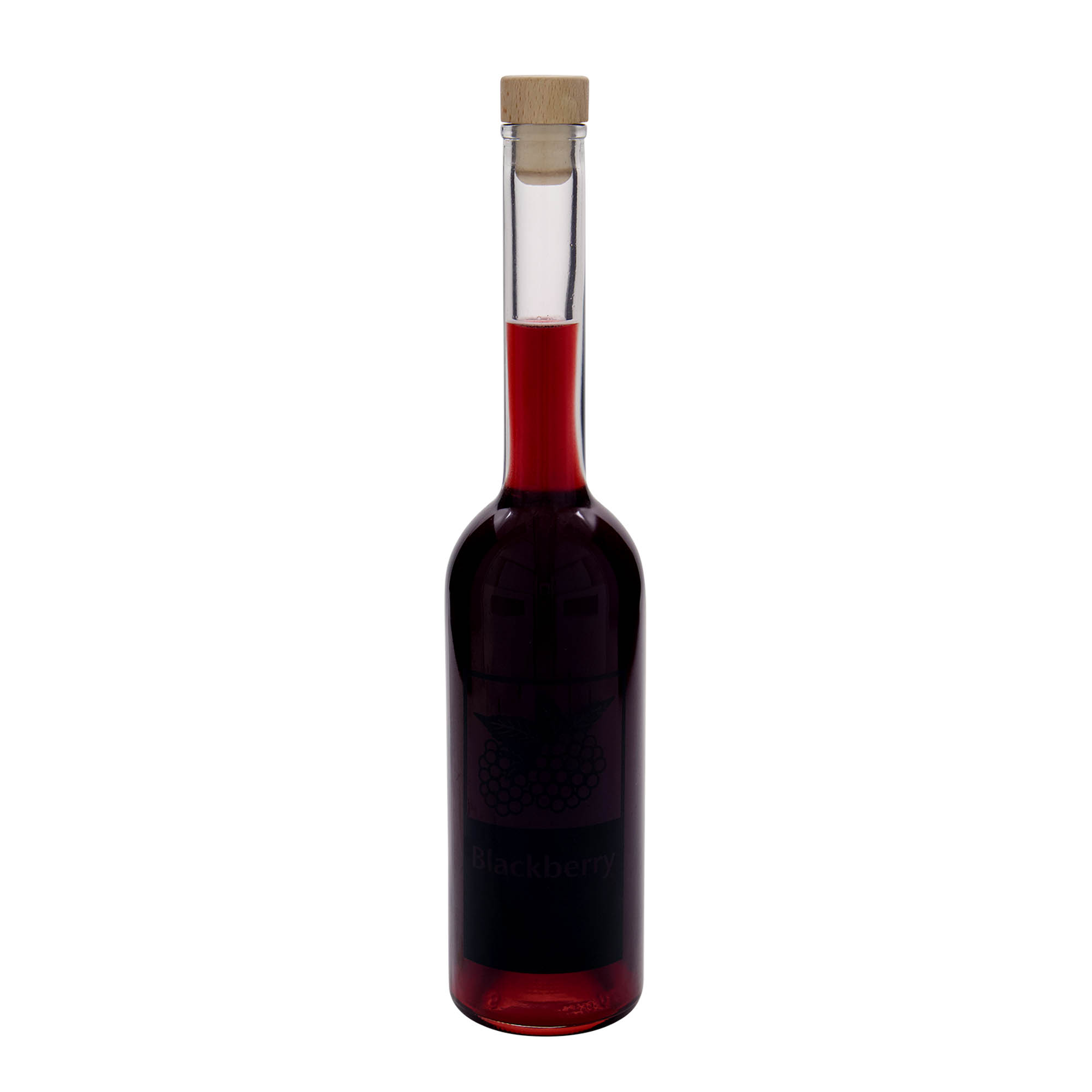500 ml butelka szklana 'Opera', wzór: jeżyna, korek na szyjce