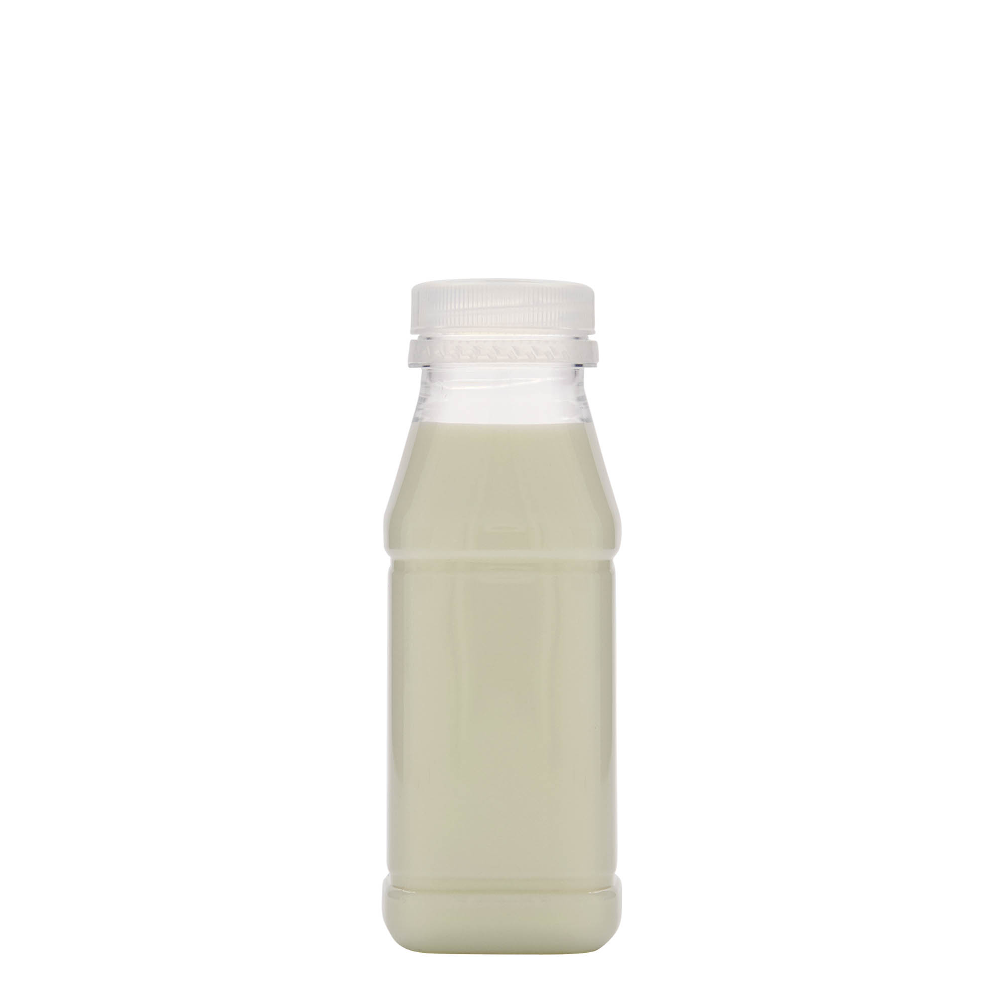 250 ml butelka PET „Milk and Juice Carré”, kwadratowa, plastik, szyjka: 38 mm 250 ml butelka PET „Milk and Juice Carré”, kwadratowa, plastik, szyjka: 38 mm