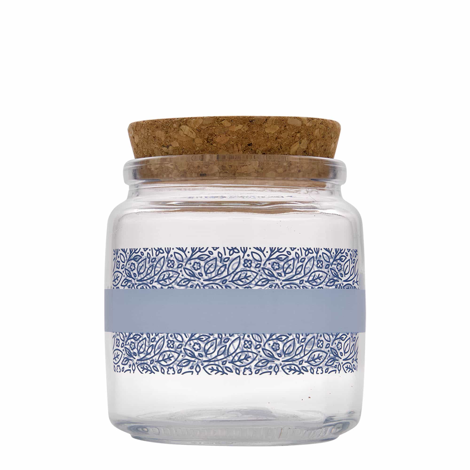 750 ml słoik z korkiem 'Giara', wzór: naturalmente blu, zamknięcie: korek