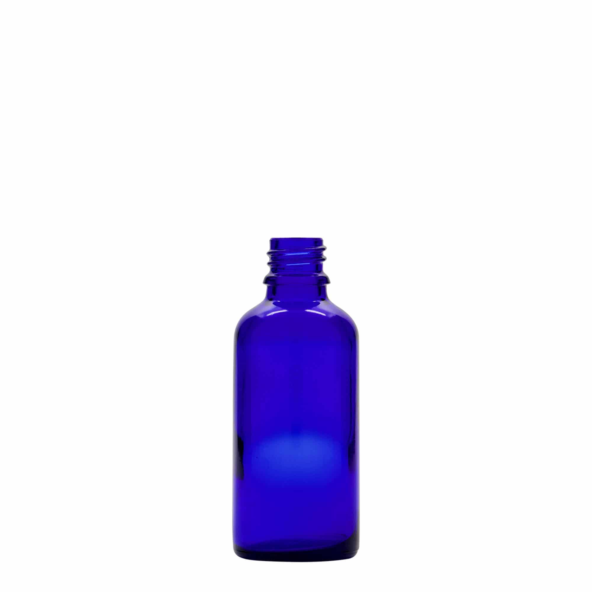 50 ml butelka z pipetą, medyczna, szkło, królewski niebiesko-czerwony, wylot: DIN 18