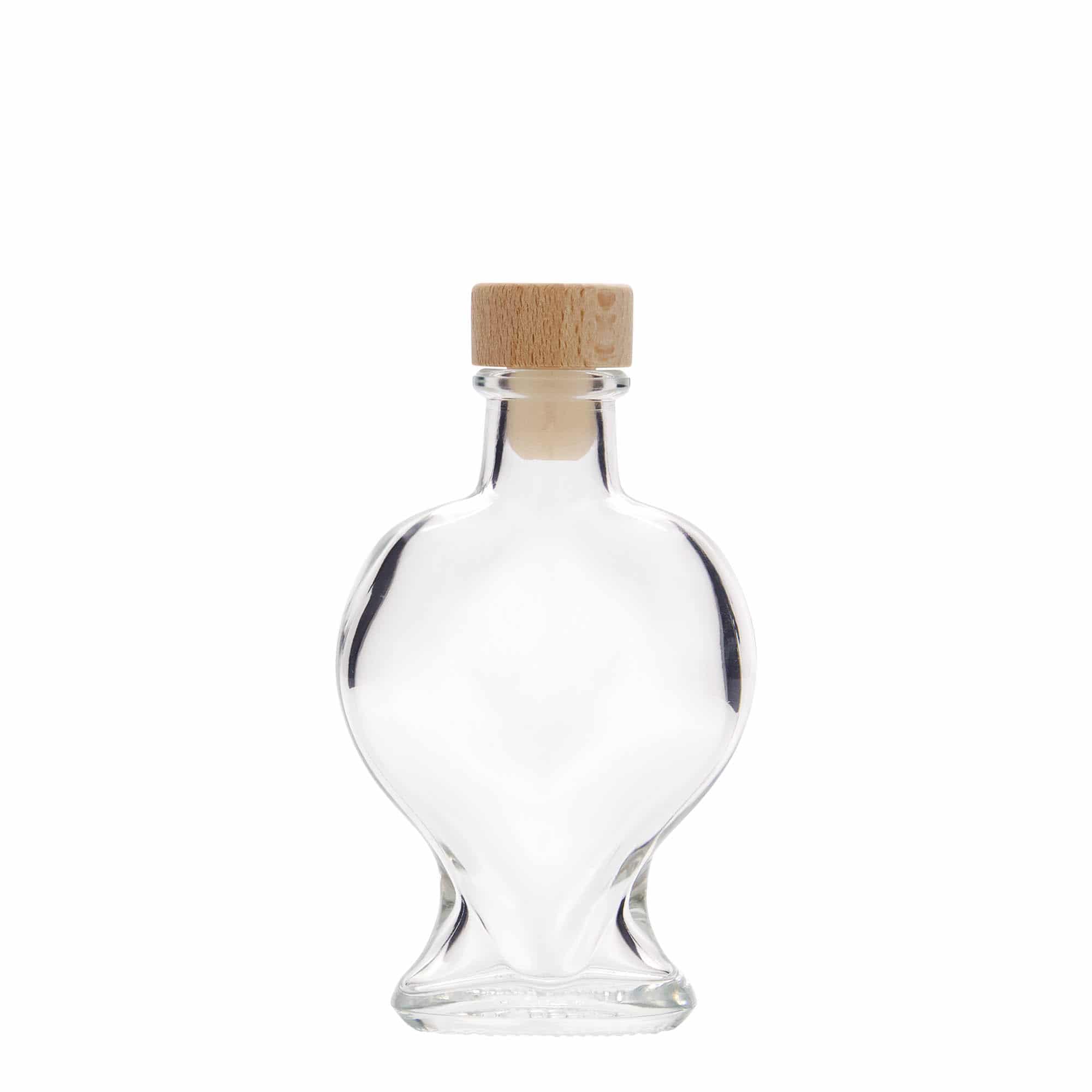 100 ml butelka szklana 'Serce', zamknięcie: korek