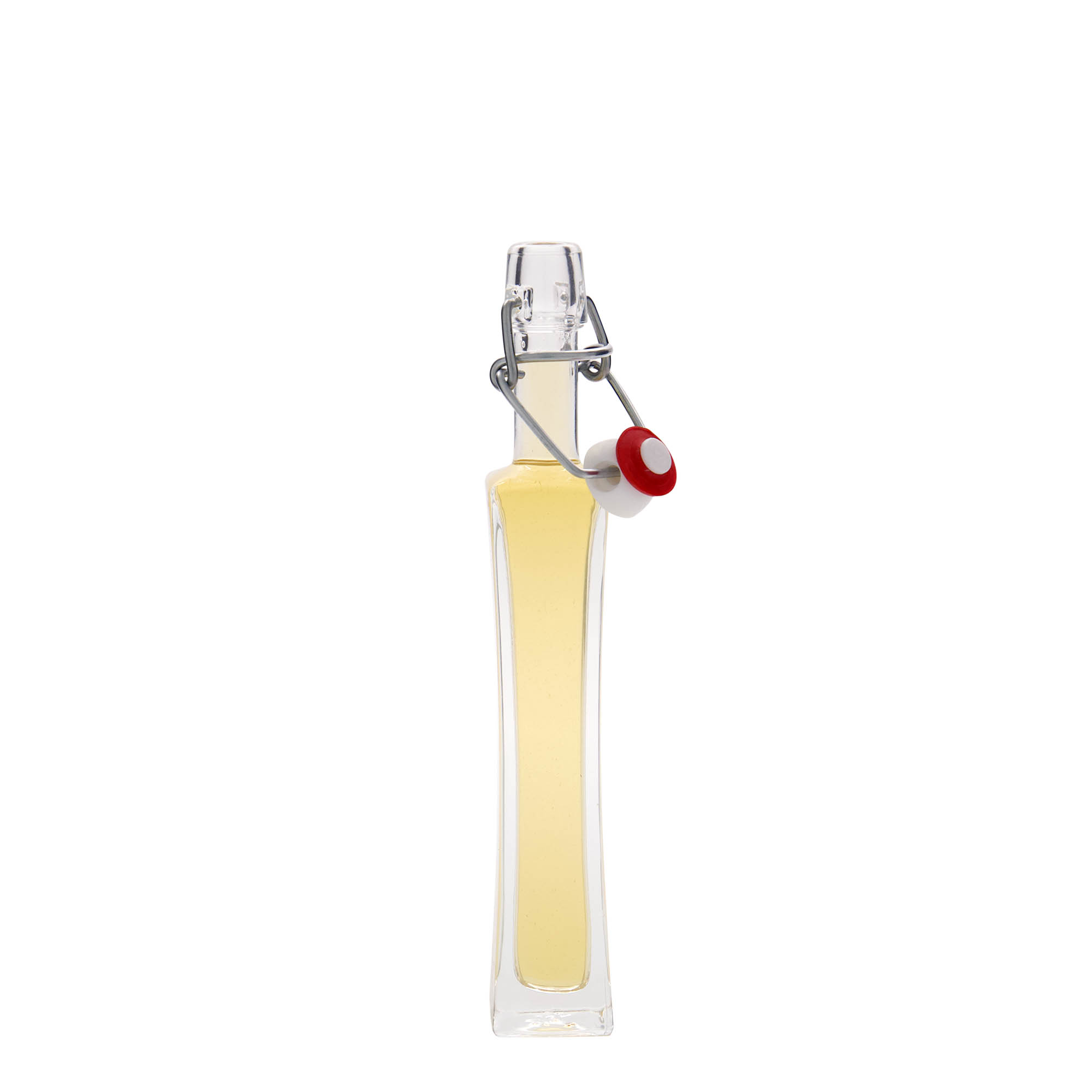 40 ml butelka szklana „Koko”, kwadratowa, otwór: zamknięcie na klamrę 40 ml butelka szklana „Koko”, kwadratowa, otwór: zamknięcie na klamrę