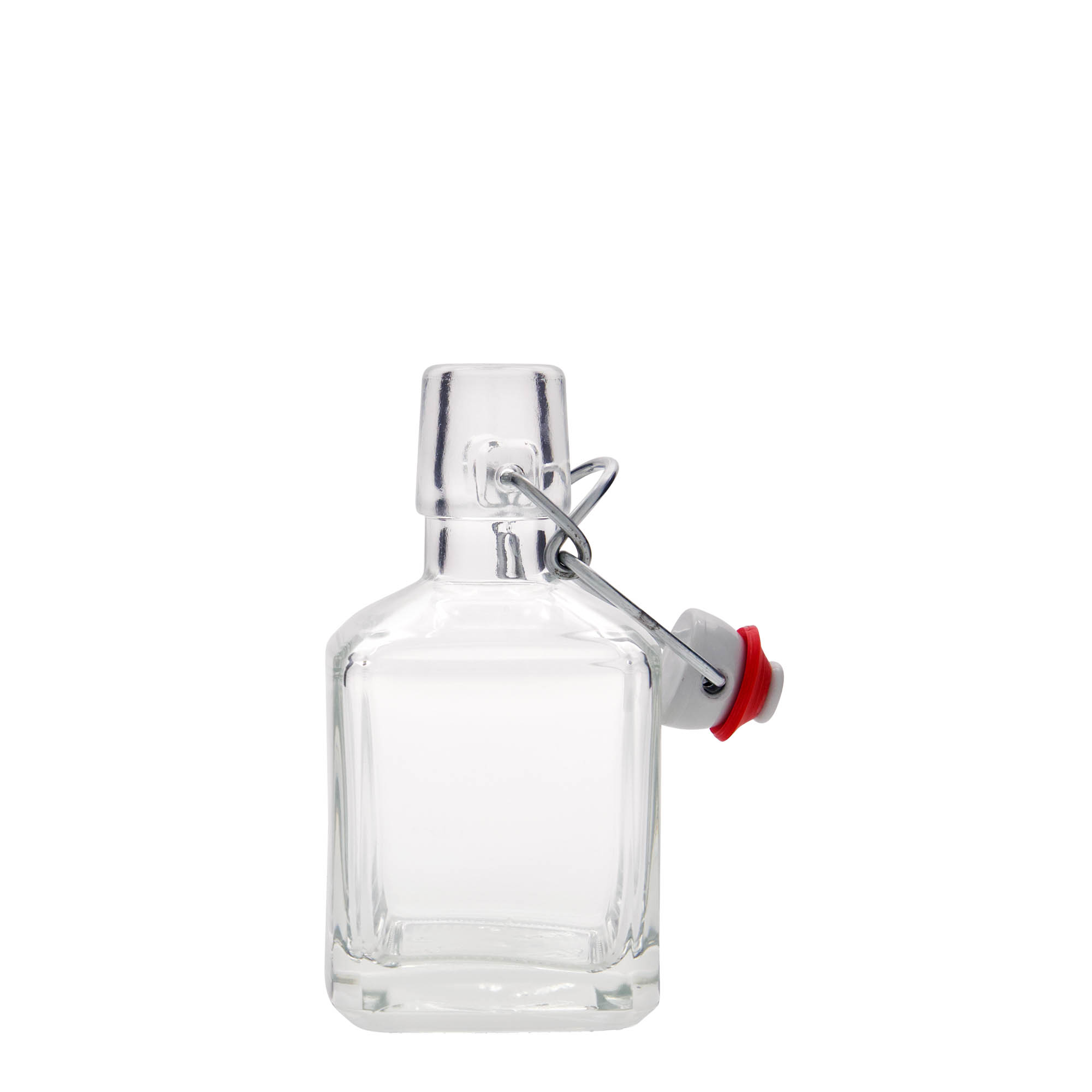 200 ml szklana butelka „Kubica”, kwadratowa, otwór: zamknięcie na zatrzask 200 ml szklana butelka „Kubica”, kwadratowa, otwór: zamknięcie na zatrzask