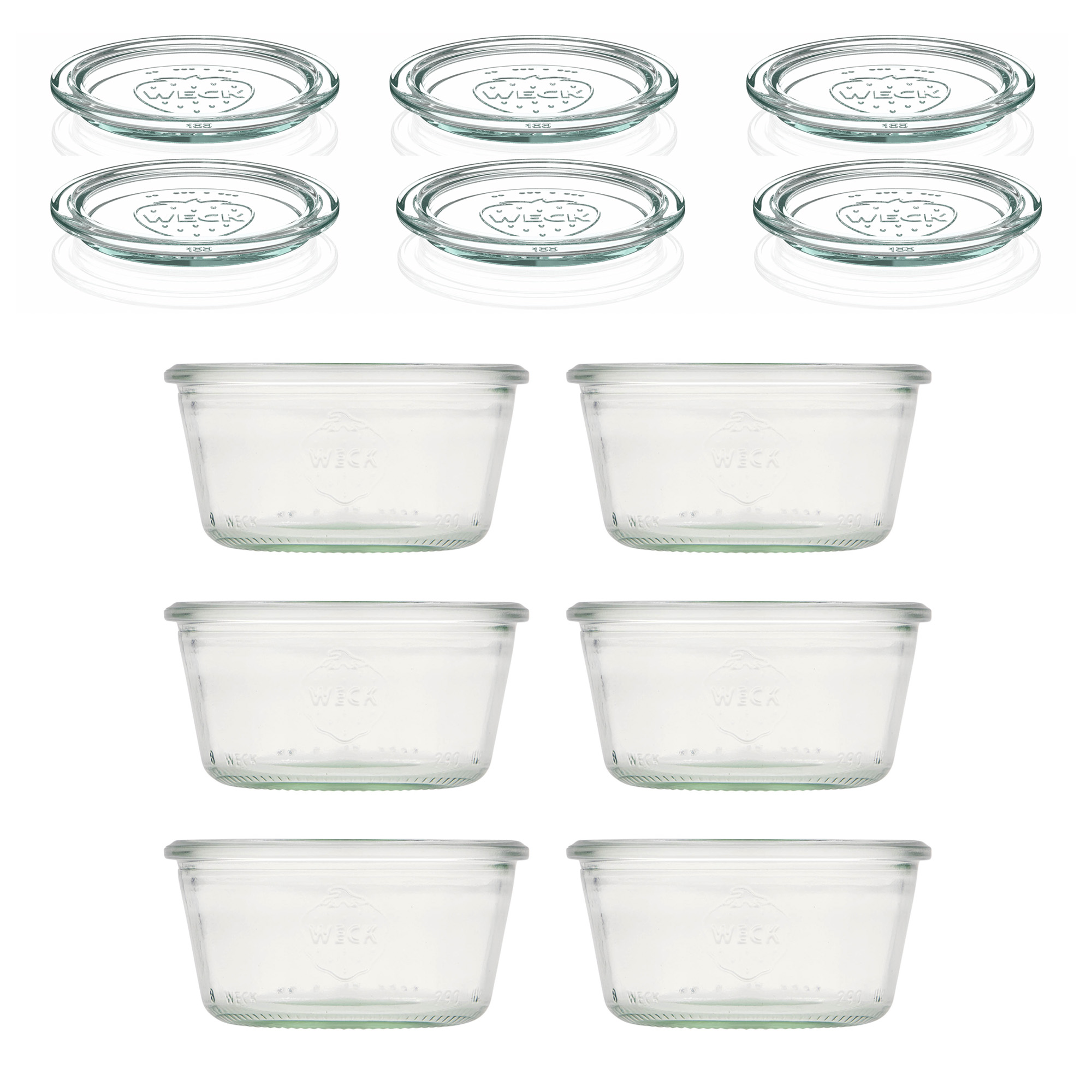 6x 290 ml niski słoik WECK typu Sturz z szklanym wieczkiem RR 100
