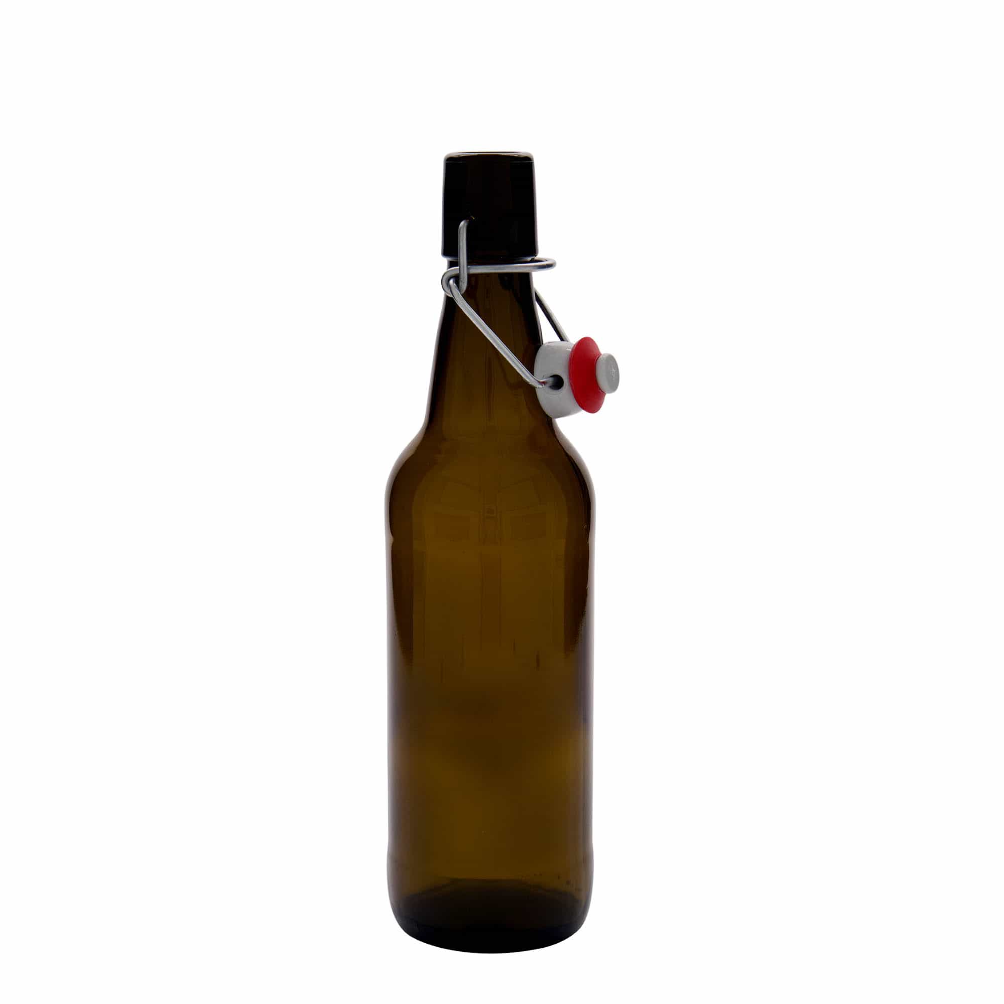 500 ml butelka piwa, szkło, brązowa, szyjka: zamknięcie na klamrę