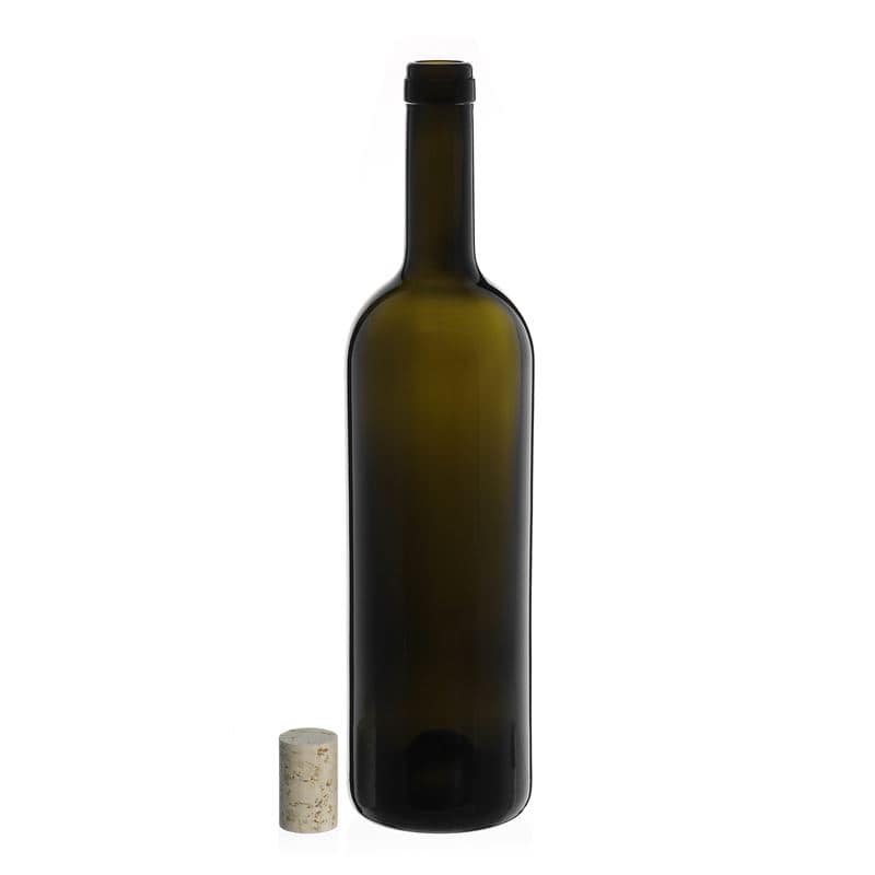 750 ml butelka na wino 'Golia', kolor zielony antyczny, zamknięcie: korek