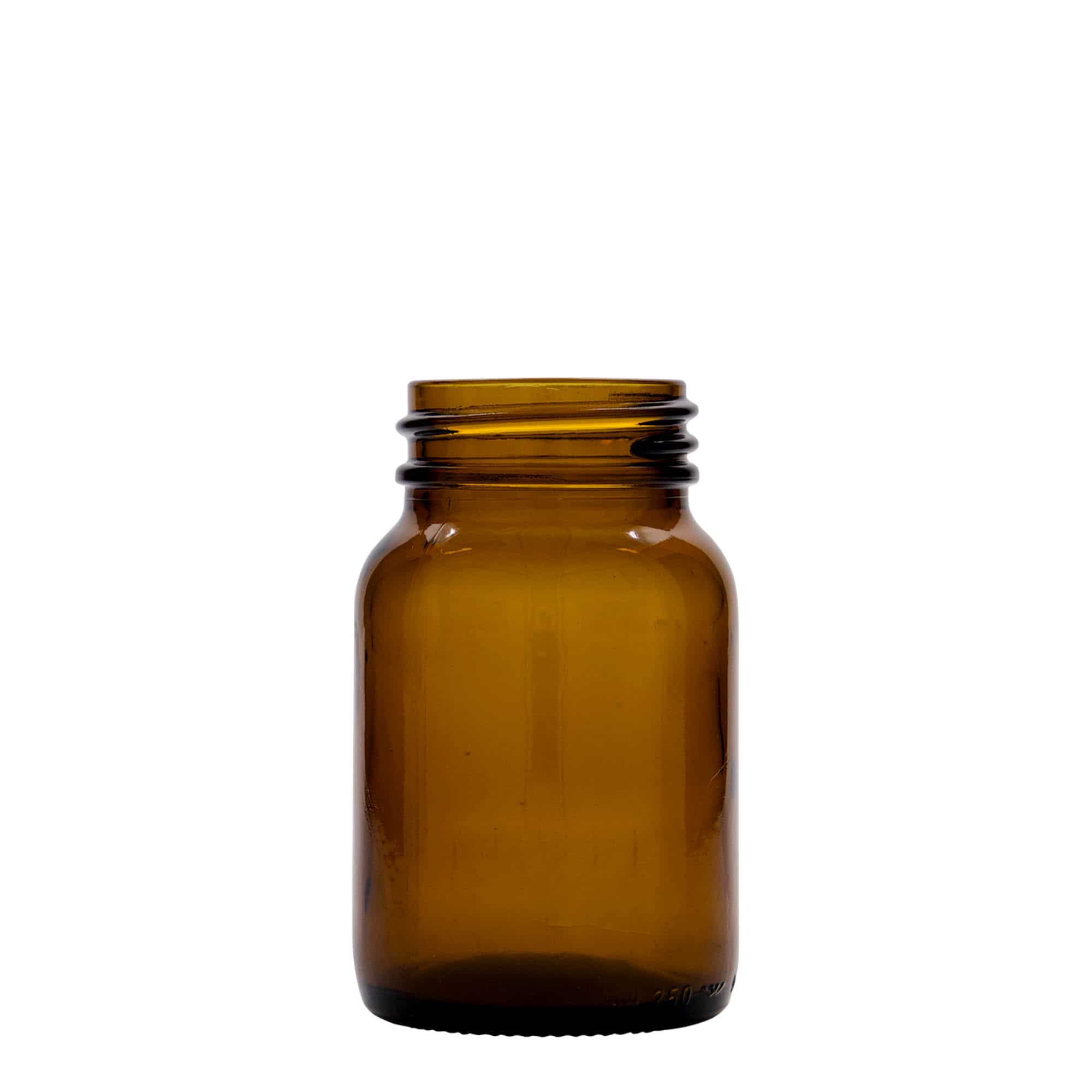 250 ml słoik z szerokim otworem, kolor brązowy, zamknięcie: DIN 55 250 ml słoik z szerokim otworem, kolor brązowy, zamknięcie: DIN 55