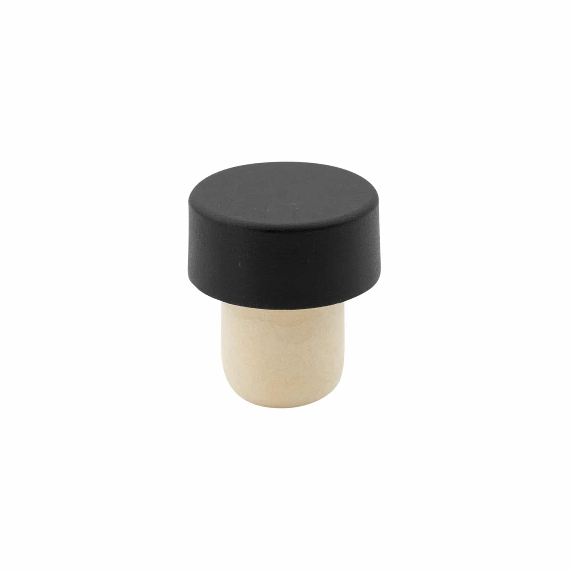 Korek z uchwytem 19 mm, tworzywo sztuczne, kolor czarny, do zamknięcia: korek Korek z uchwytem 19 mm, tworzywo sztuczne, kolor czarny, do zamknięcia: korek