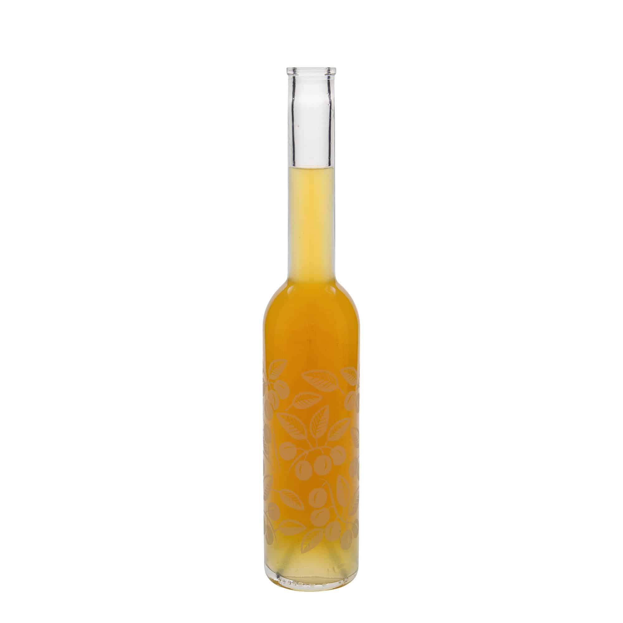 350 ml butelka szklana 'Opera', wzór: mirabelki, zamknięcie: korek