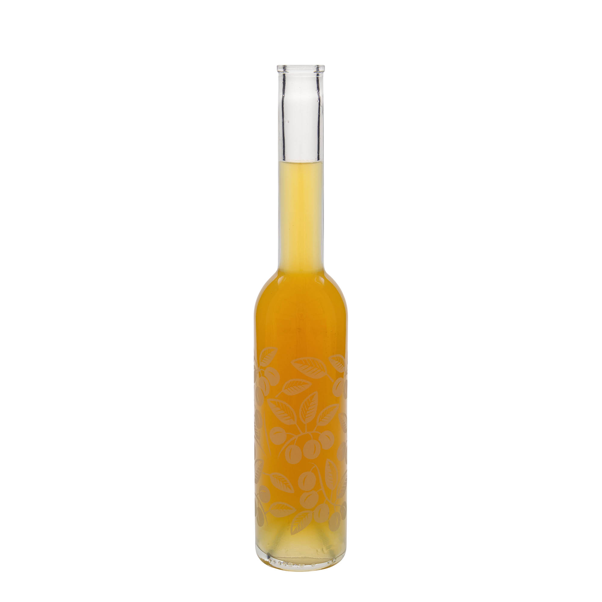 350 ml butelka szklana 'Opera', wzór: mirabelki, zamknięcie: korek