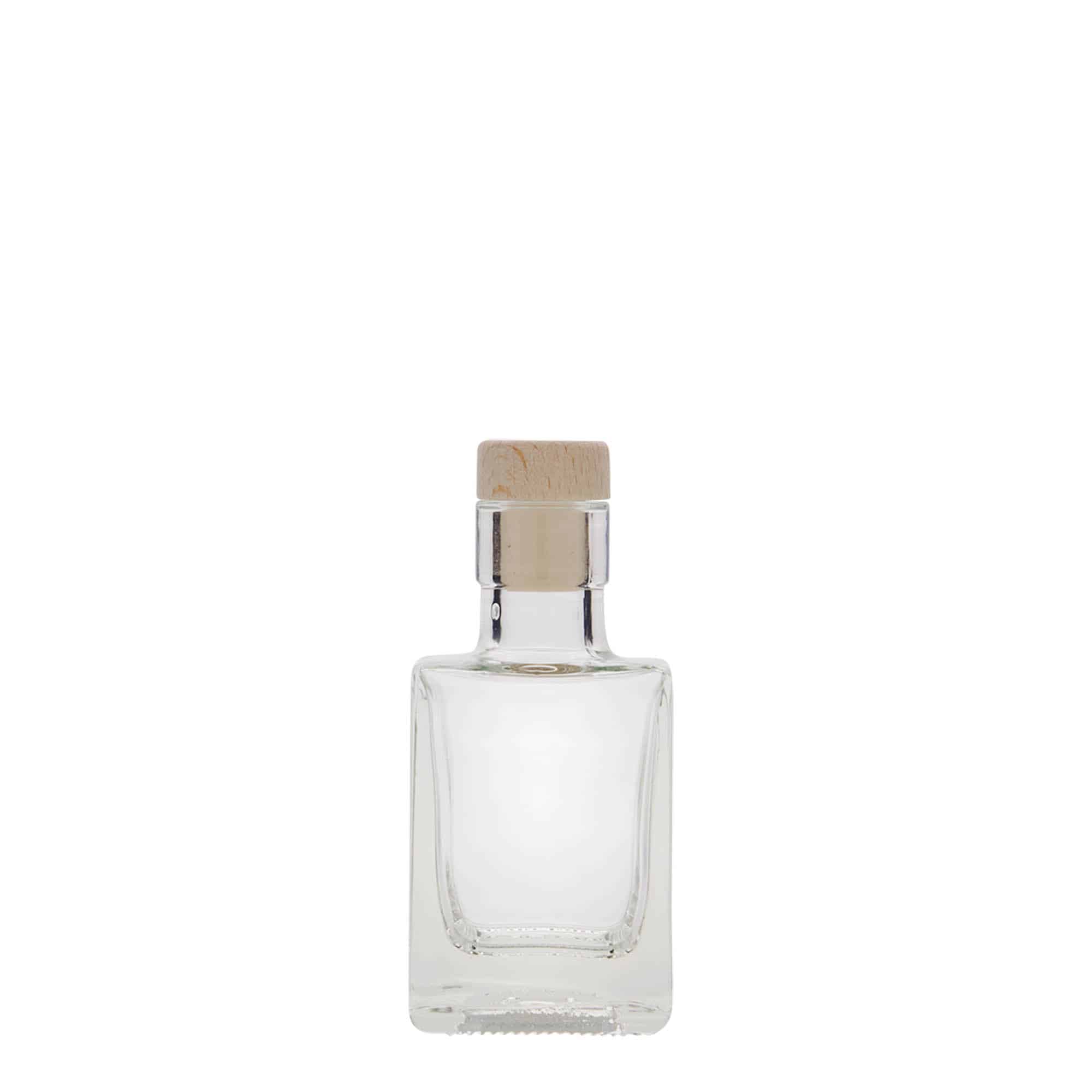 50 ml butelka szklana 'Cube', kwadratowa, zamknięcie: korek