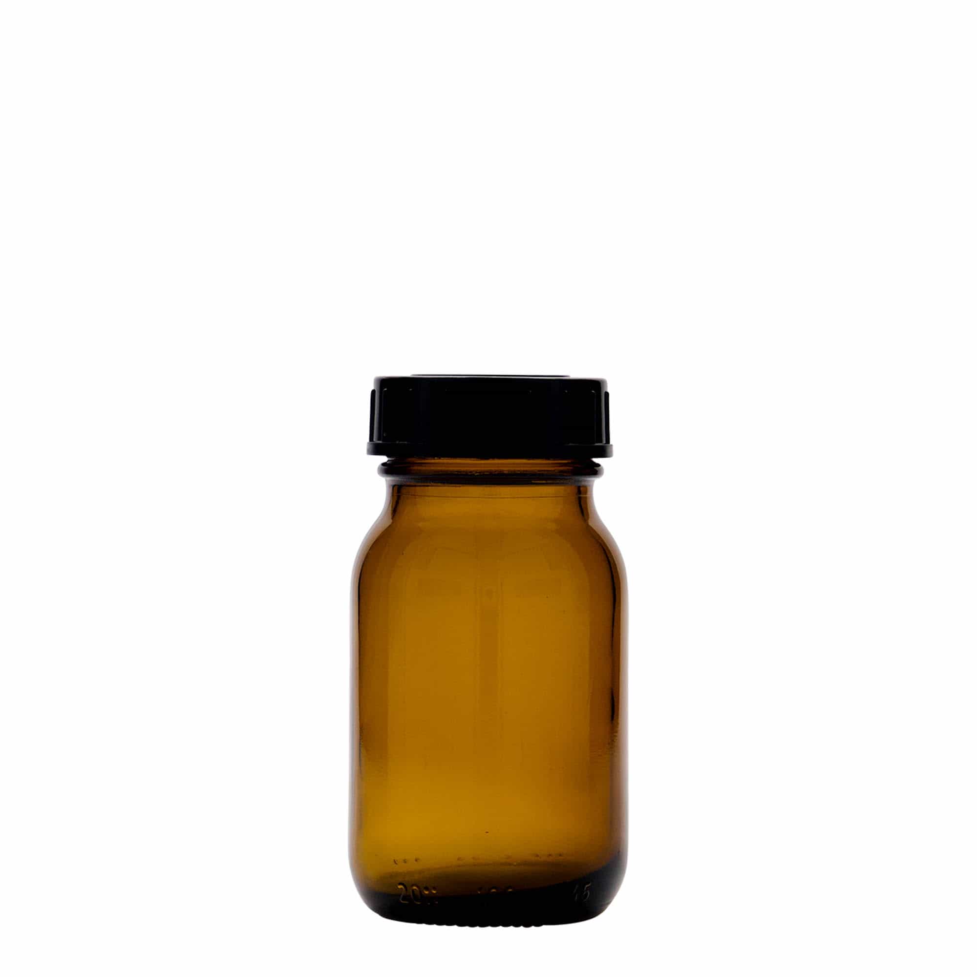 100 ml słoik o szerokiej szyjce, brązowy, gwint: DIN 40