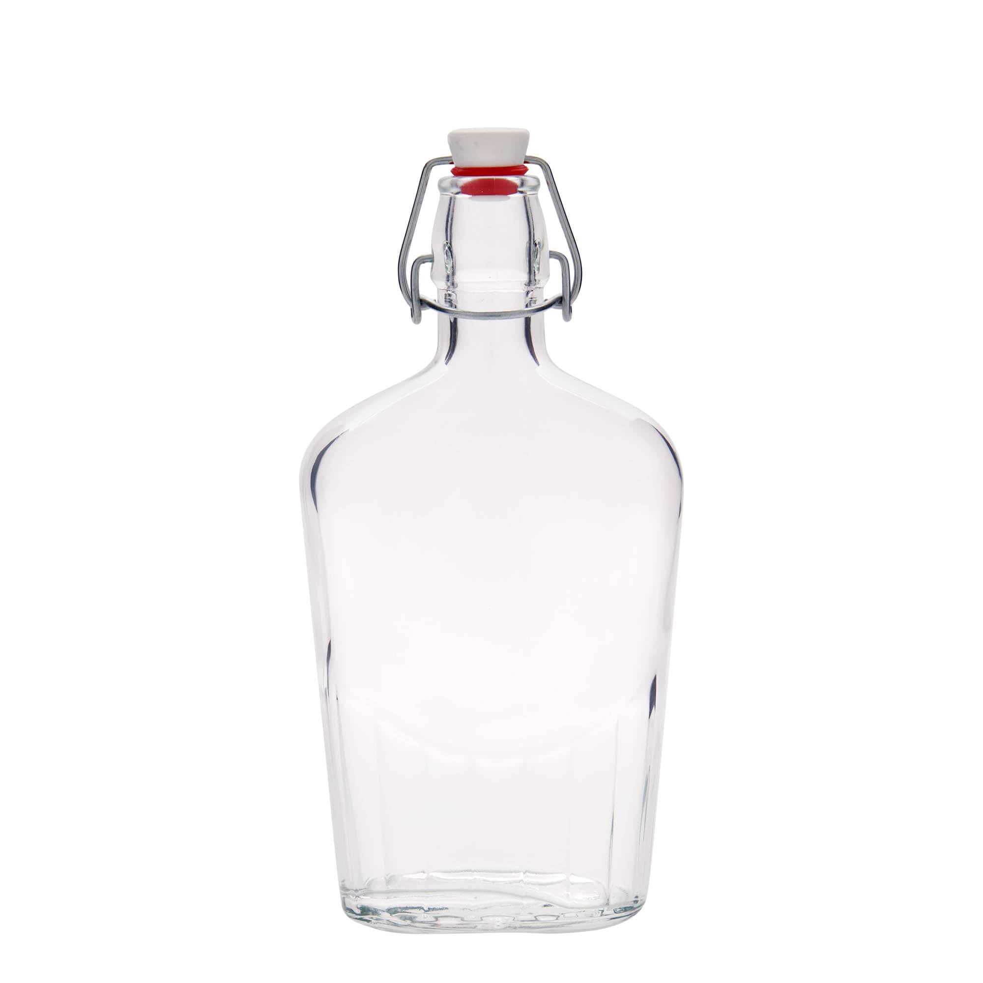 500 ml butelka szklana 'Fiaschetta', owalna, zamknięcie: Zamknięcie pałąkowe