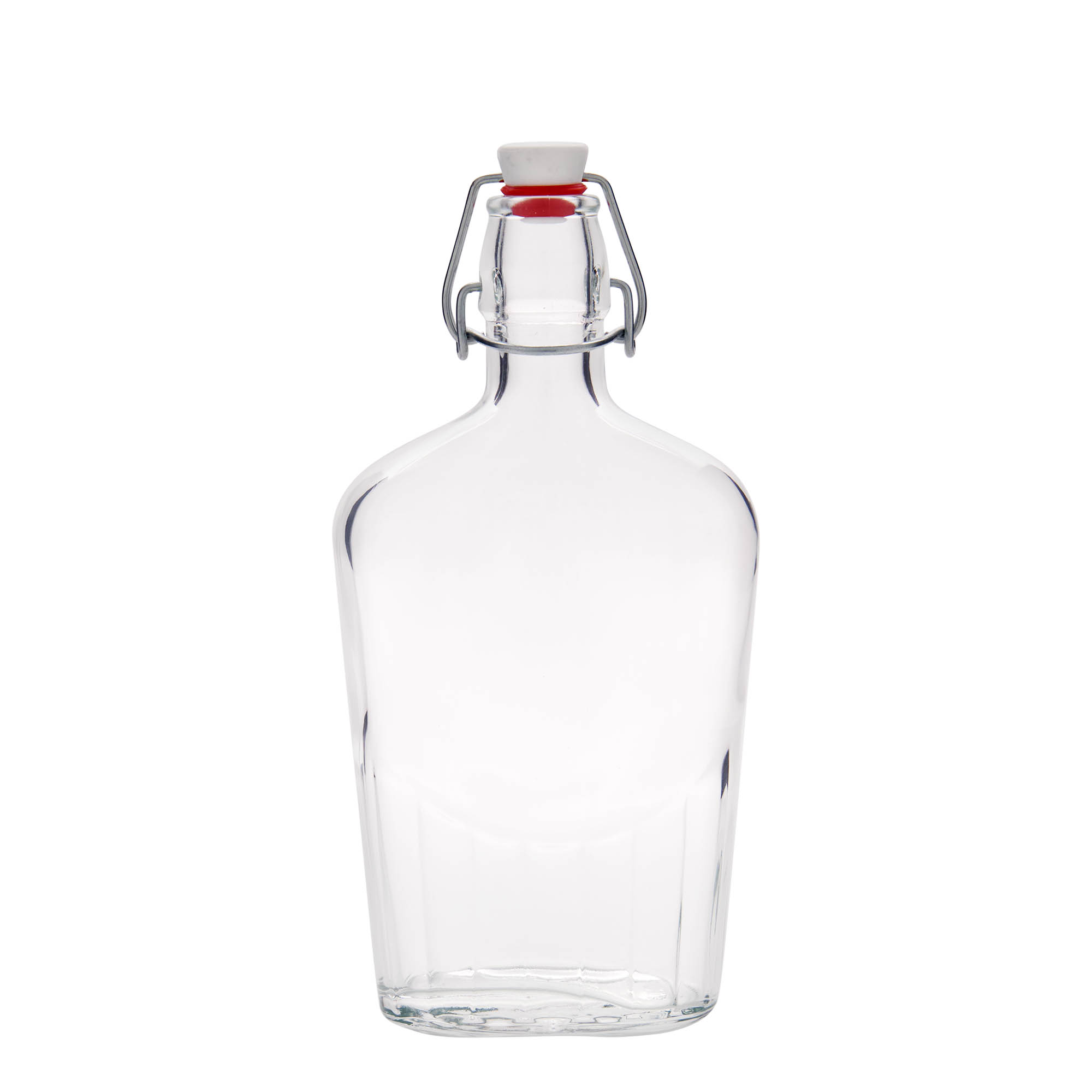 500 ml butelka szklana 'Fiaschetta', owalna, otwór: zamknięcie na klamrę
