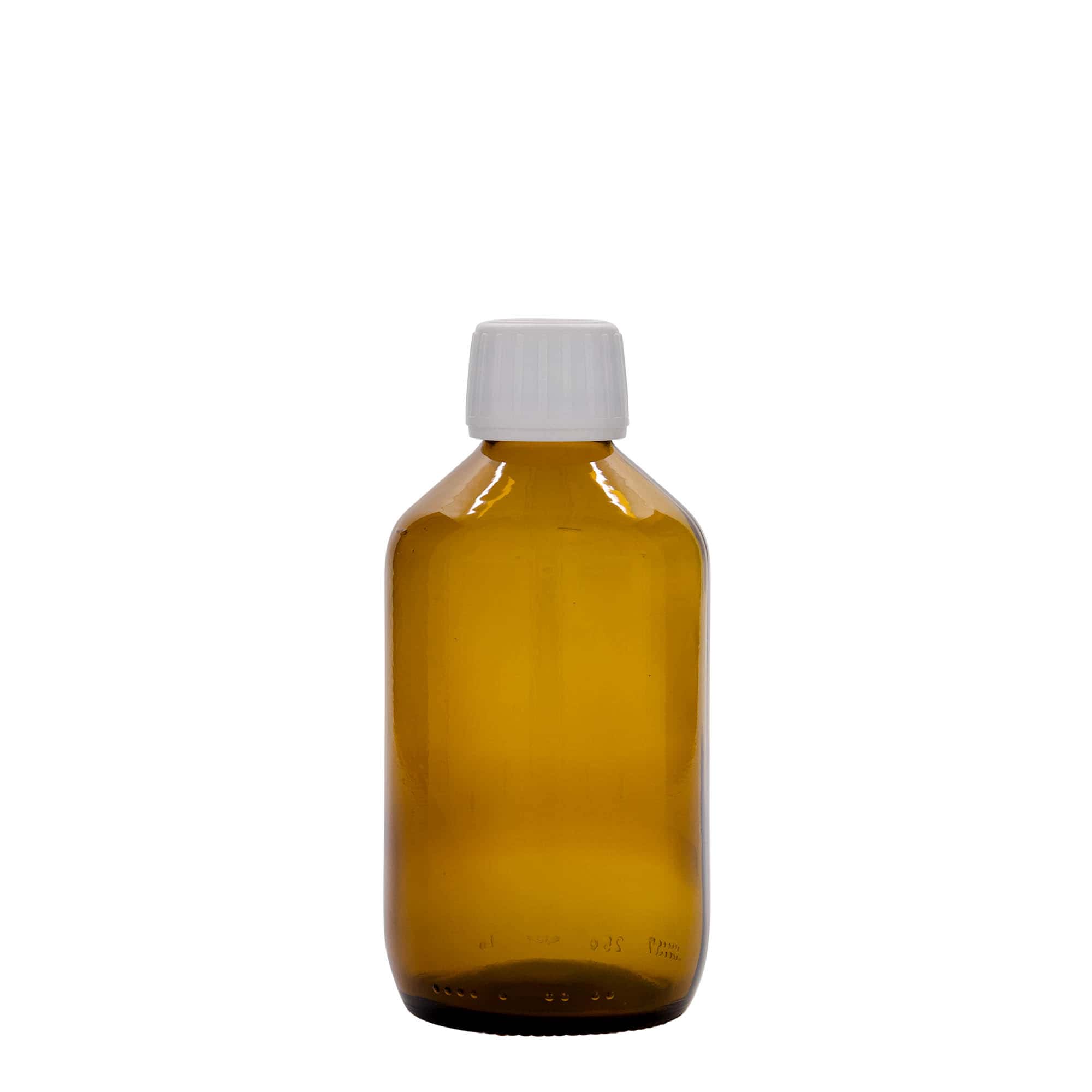 250 ml butelka medyczna, brązowa, szkło, szyjka: PP 28