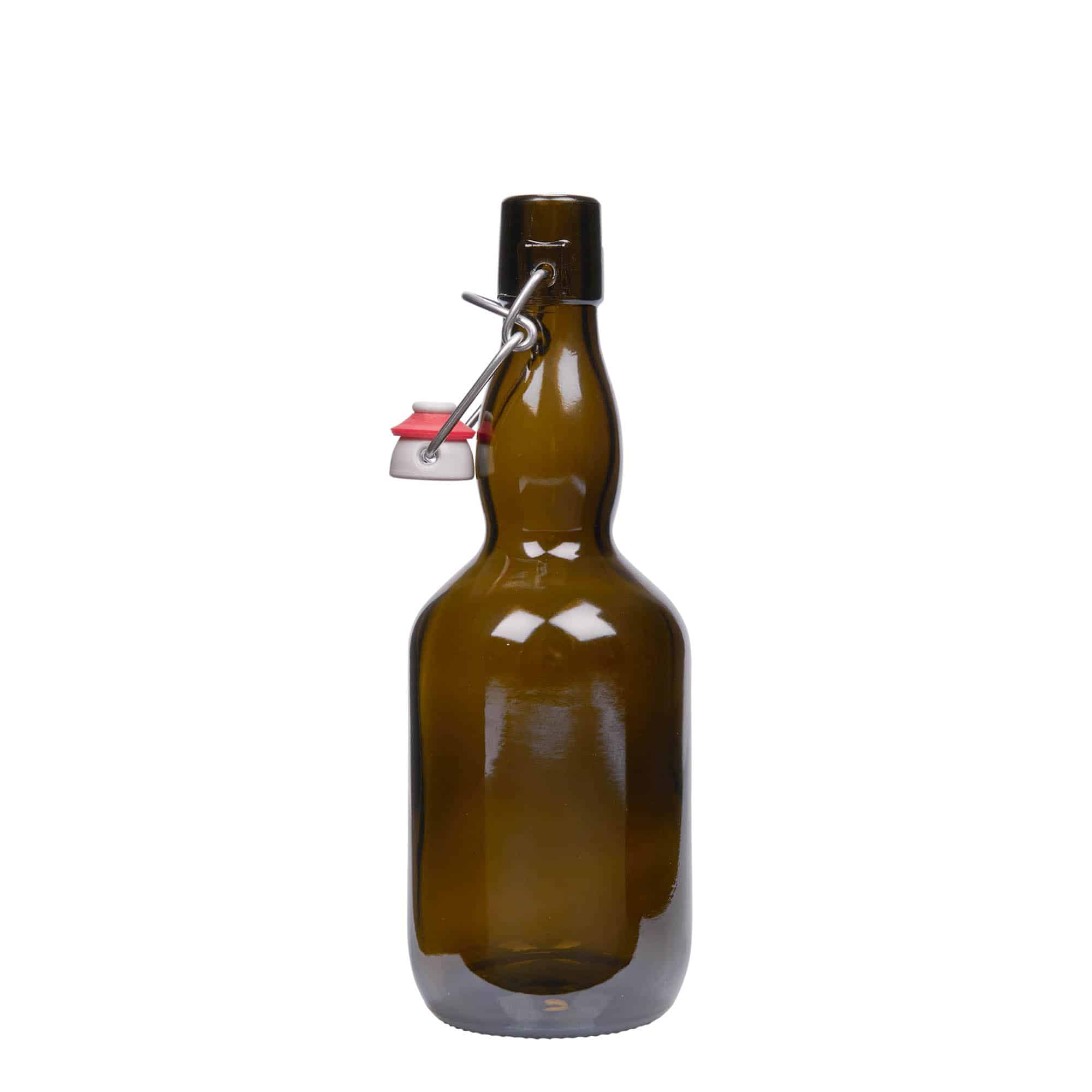 500 ml butelka do piwa typu Kropfhals, szkło, kolor zielony antyczny, zamknięcie: Zamknięcie pałąkowe