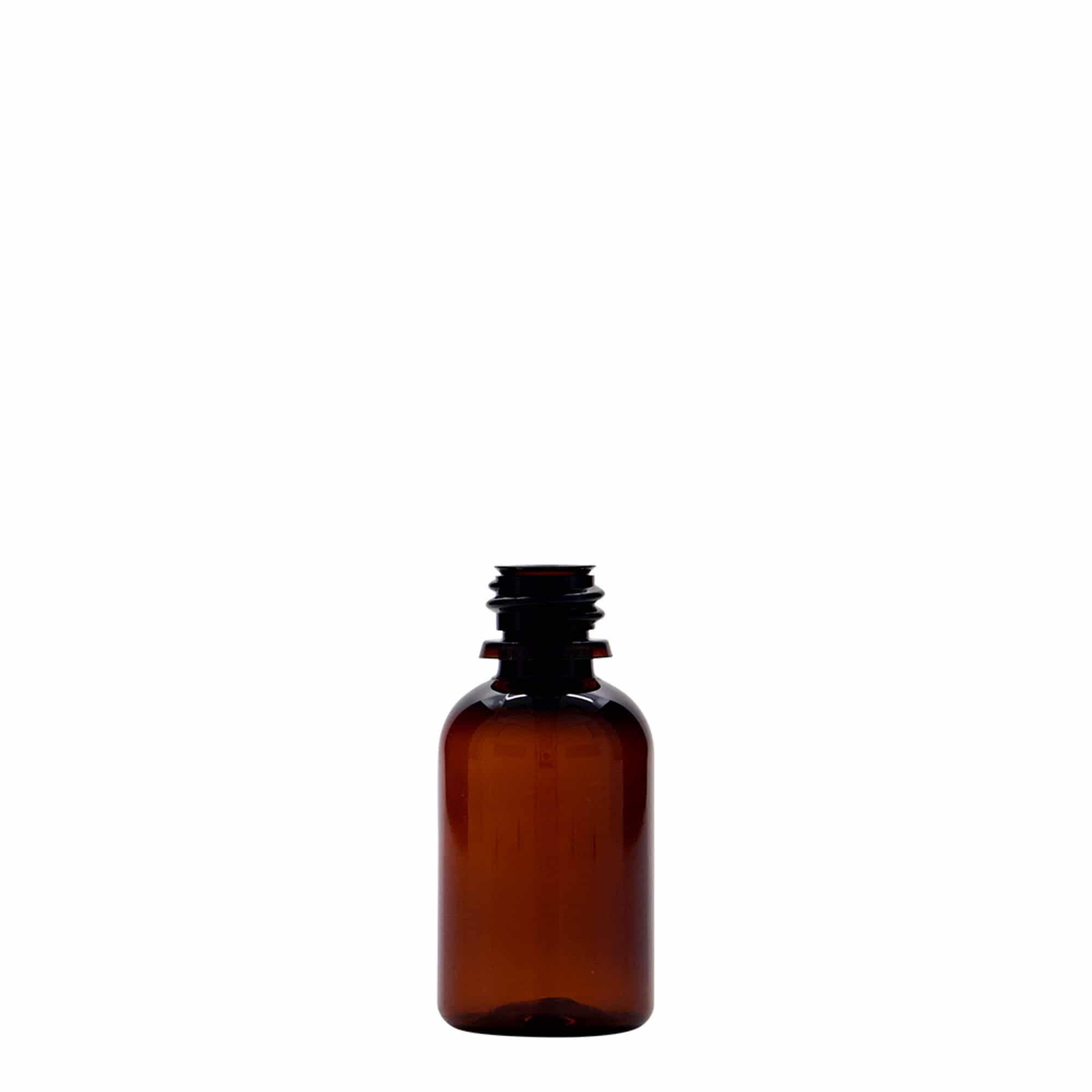 30 ml butelka medyczna PET „Easy Living”, brązowa, tworzywo sztuczne, gwint: DIN 18