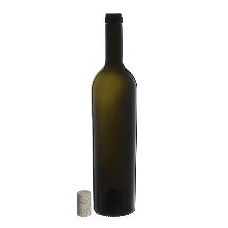 750 ml butelka na wino 'Liberty', kolor zielony antyczny, zamknięcie: korek