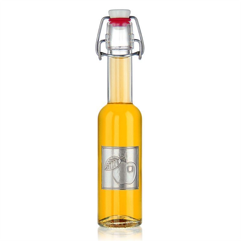 Etykieta cynowa „Jabłko”, kwadratowa, metalowa, srebrna