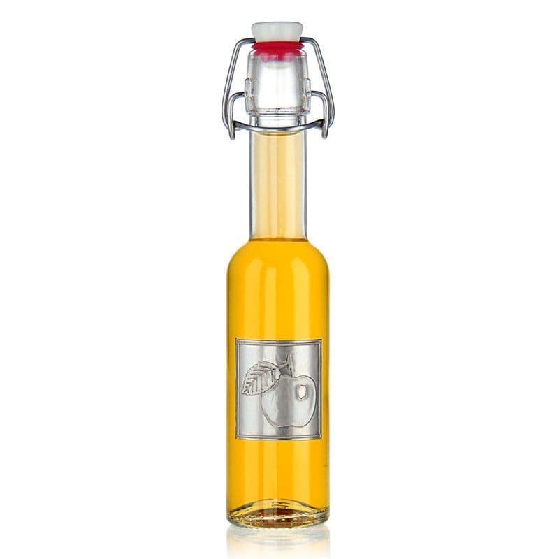 Etykieta cynowa „Jabłko”, kwadratowa, metalowa, srebrna