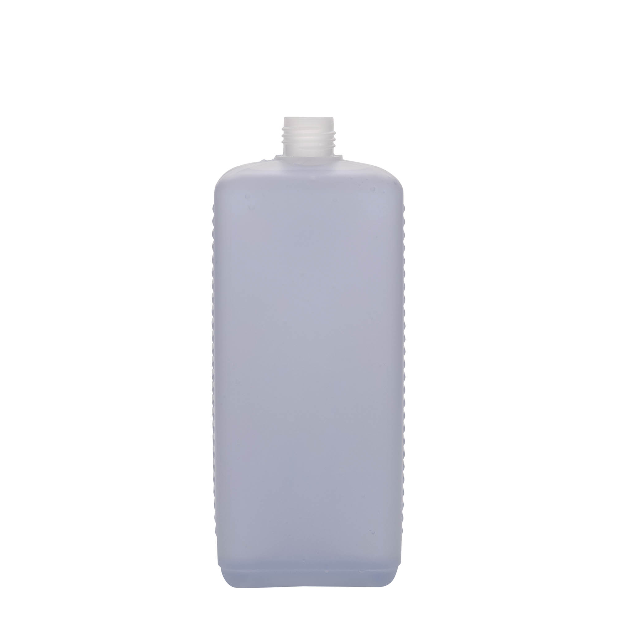 1.000 ml kanisterkowa butelka, prostokątna, tworzywo HDPE, naturalna, gwint: DIN 25 EPE