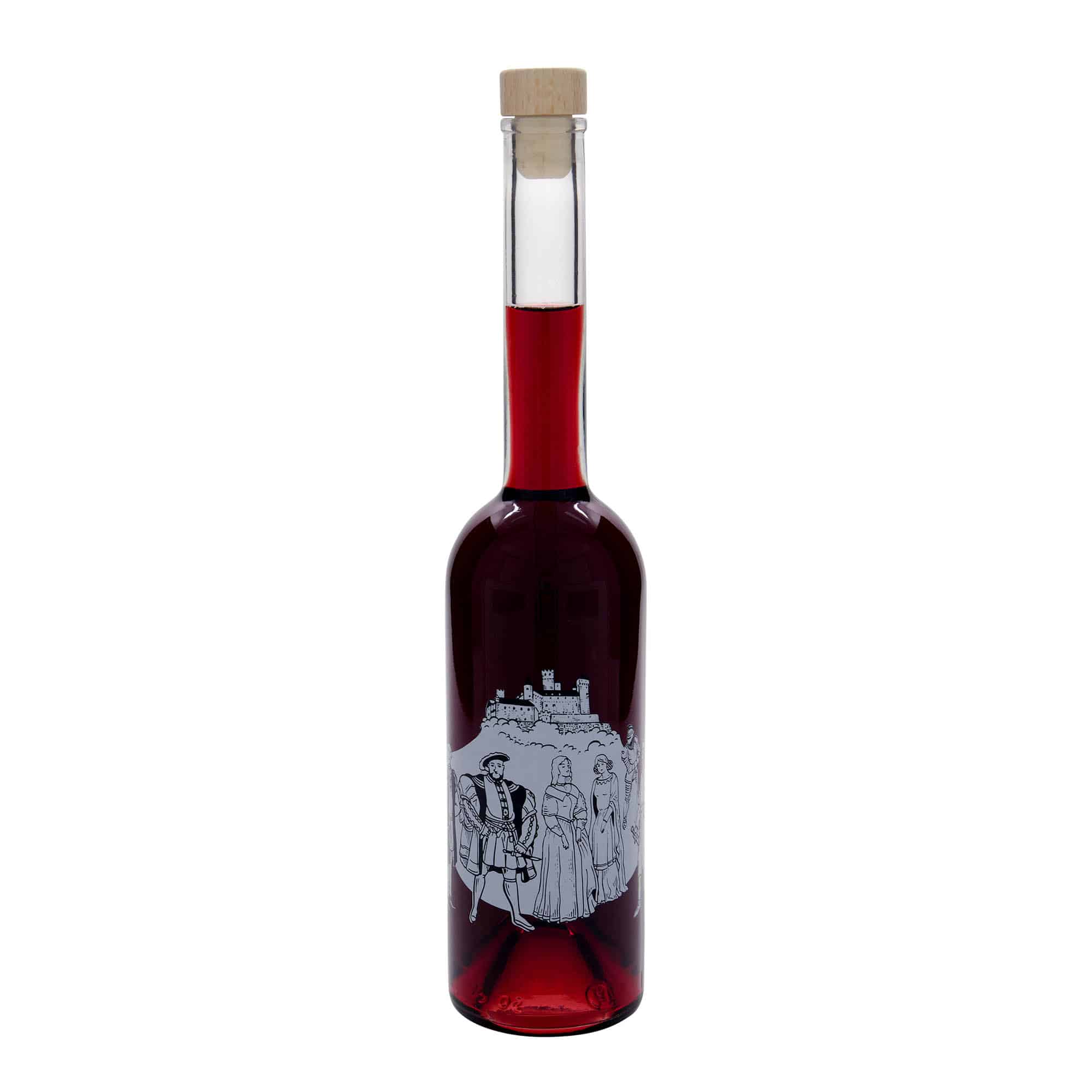 500 ml butelka szklana 'Opera', wzór: średniowiecze, zamknięcie: korek