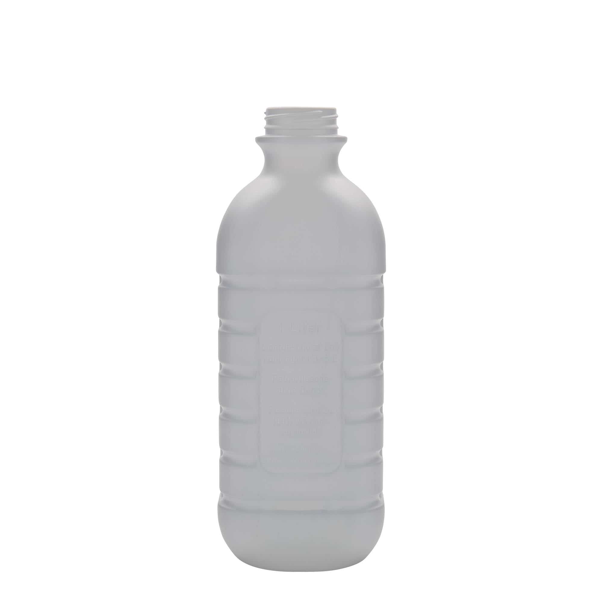 1000 ml butelka na mleko, prostokątna, tworzywo sztuczne HDPE, kolor biały, zamknięcie: PEHD40 1000 ml butelka na mleko, prostokątna, tworzywo sztuczne HDPE, kolor biały, zamknięcie: PEHD40