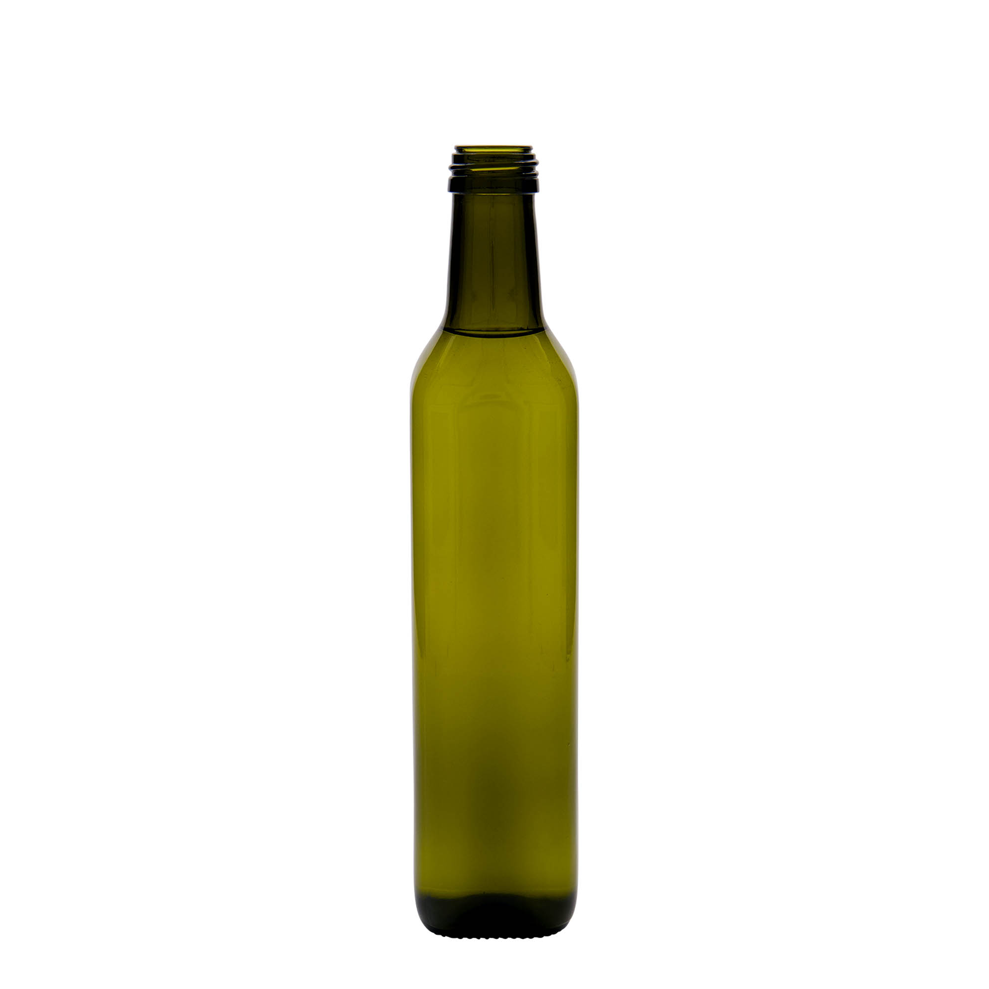 500 ml butelka szklana 'Marasca', kwadratowa, antyczny zielony, gwint: PP 31,5