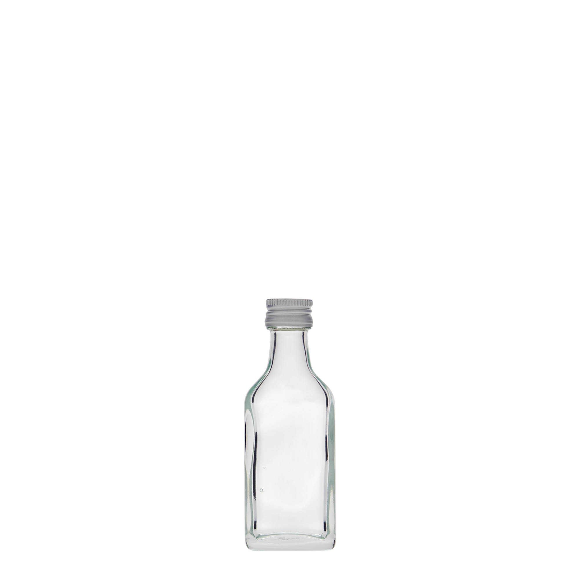 20 ml butelka kieszonkowa, prostokątna, szkło, szyjka: PP 18 20 ml butelka kieszonkowa, prostokątna, szkło, szyjka: PP 18
