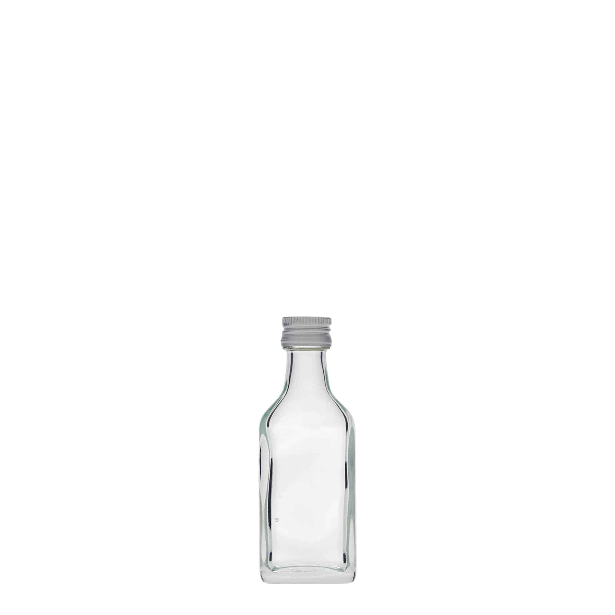 20 ml butelka kieszonkowa, prostokątna, szkło, szyjka: PP 18