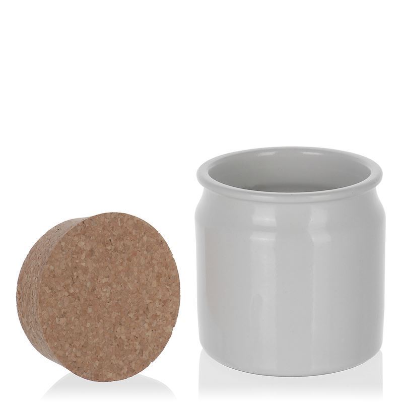 160 ml słoiczek kamionkowy, ceramika, kolor biały, zamknięcie: korek