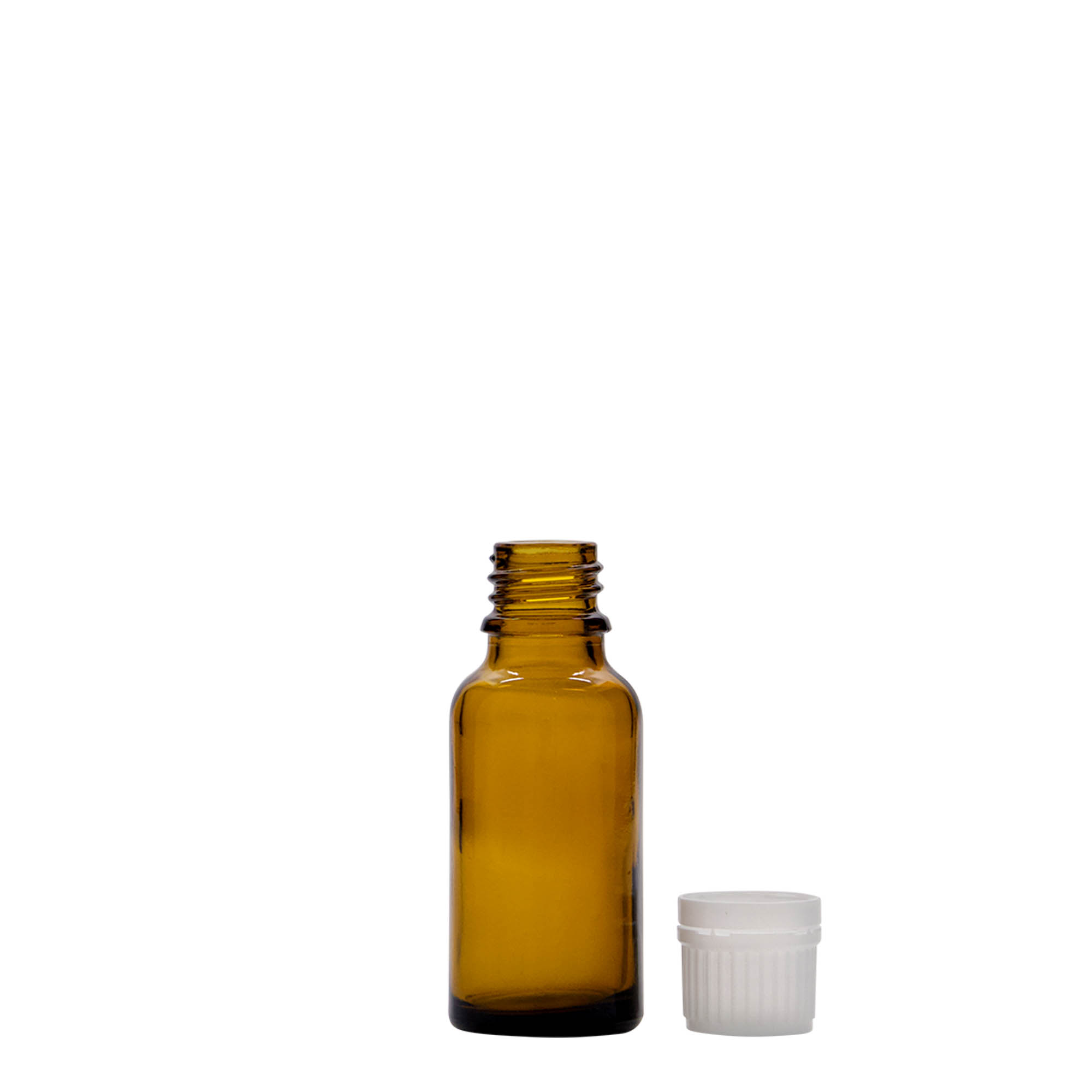 20 ml butelka medyczna, szkło brązowe, szyjka: DIN 18 20 ml butelka medyczna, szkło brązowe, szyjka: DIN 18