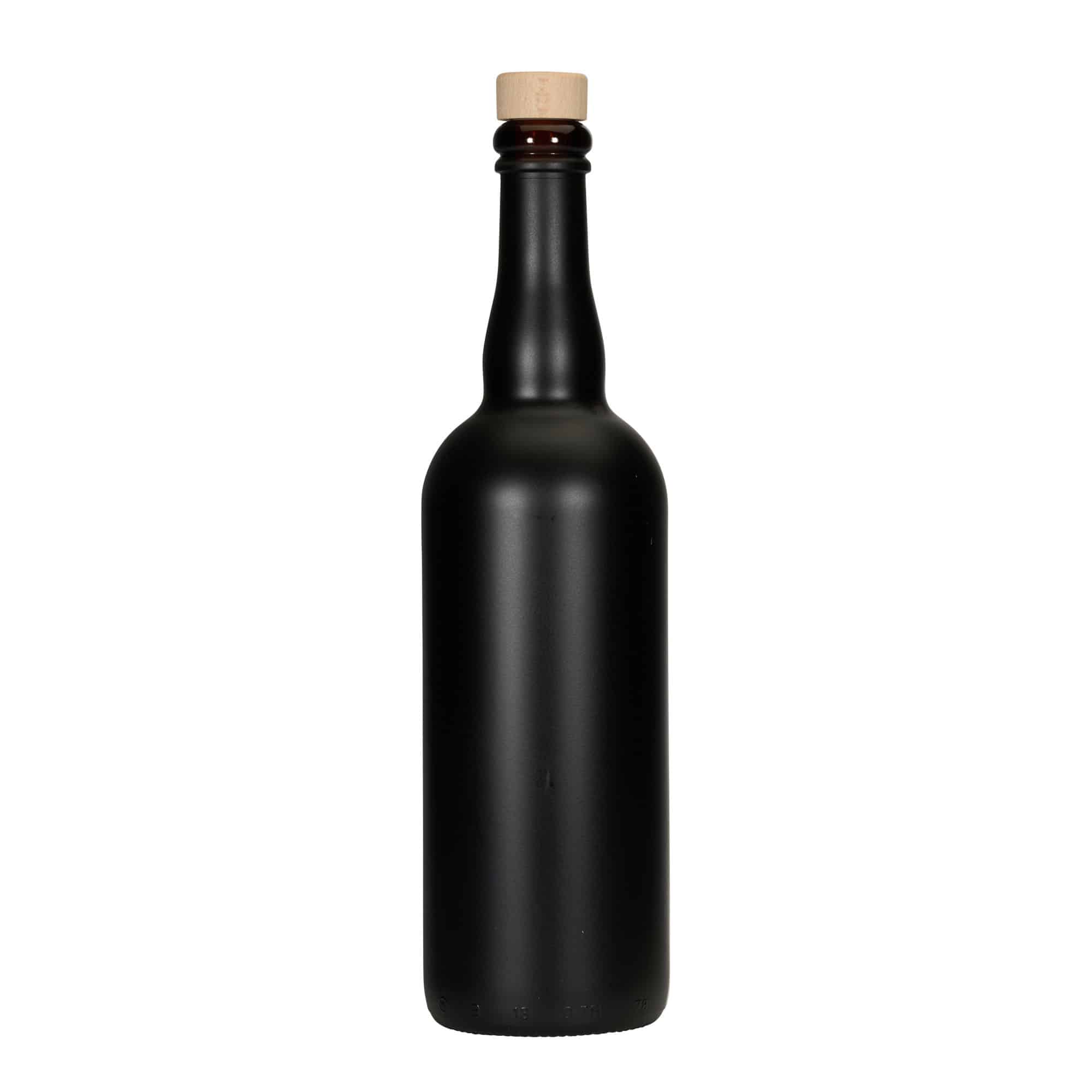 Butelka piwa 750 ml Belgia, szkło, czarna, szyjka: korek