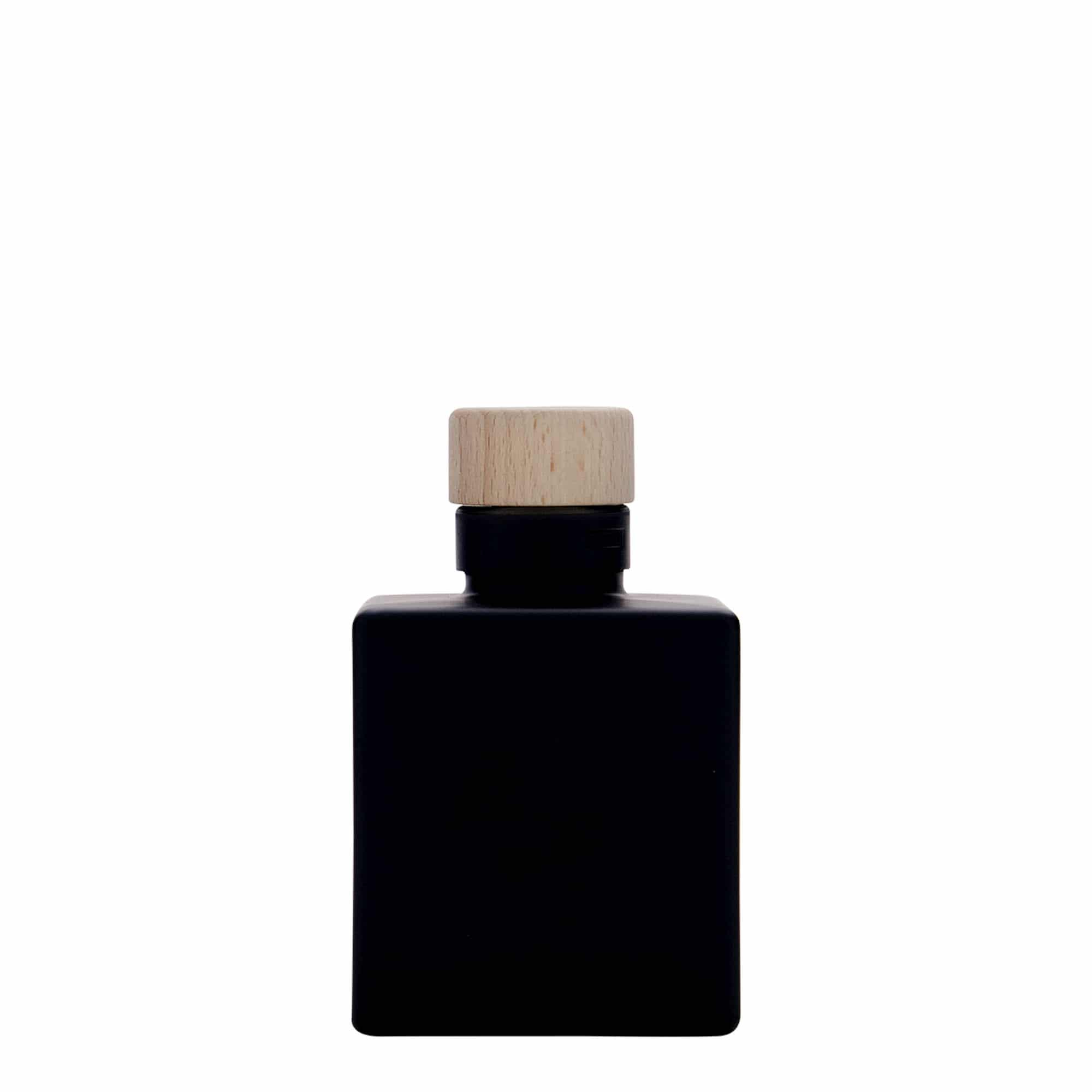 100 ml butelka szklana „Cube”, kwadratowa, czarna, szyjka: korek