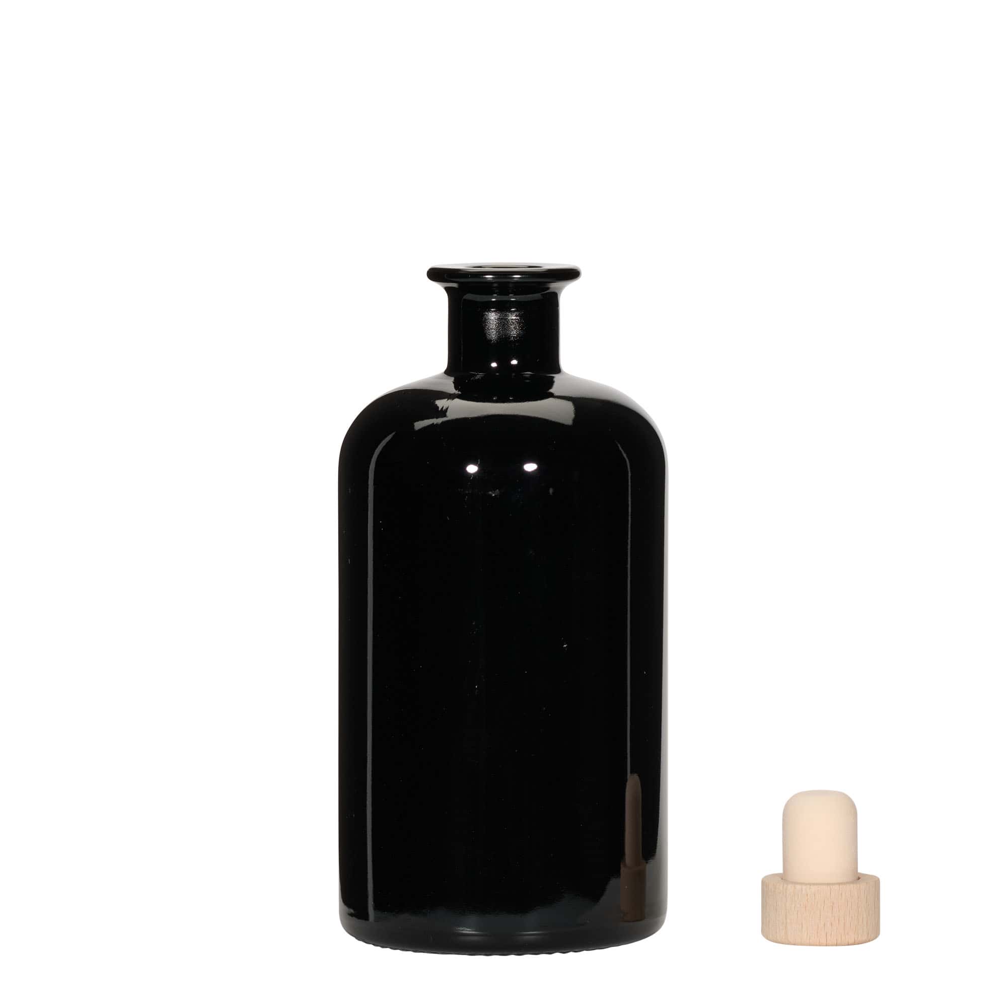 500 ml butelka szklana apteczna, czarna, zamknięcie: korek