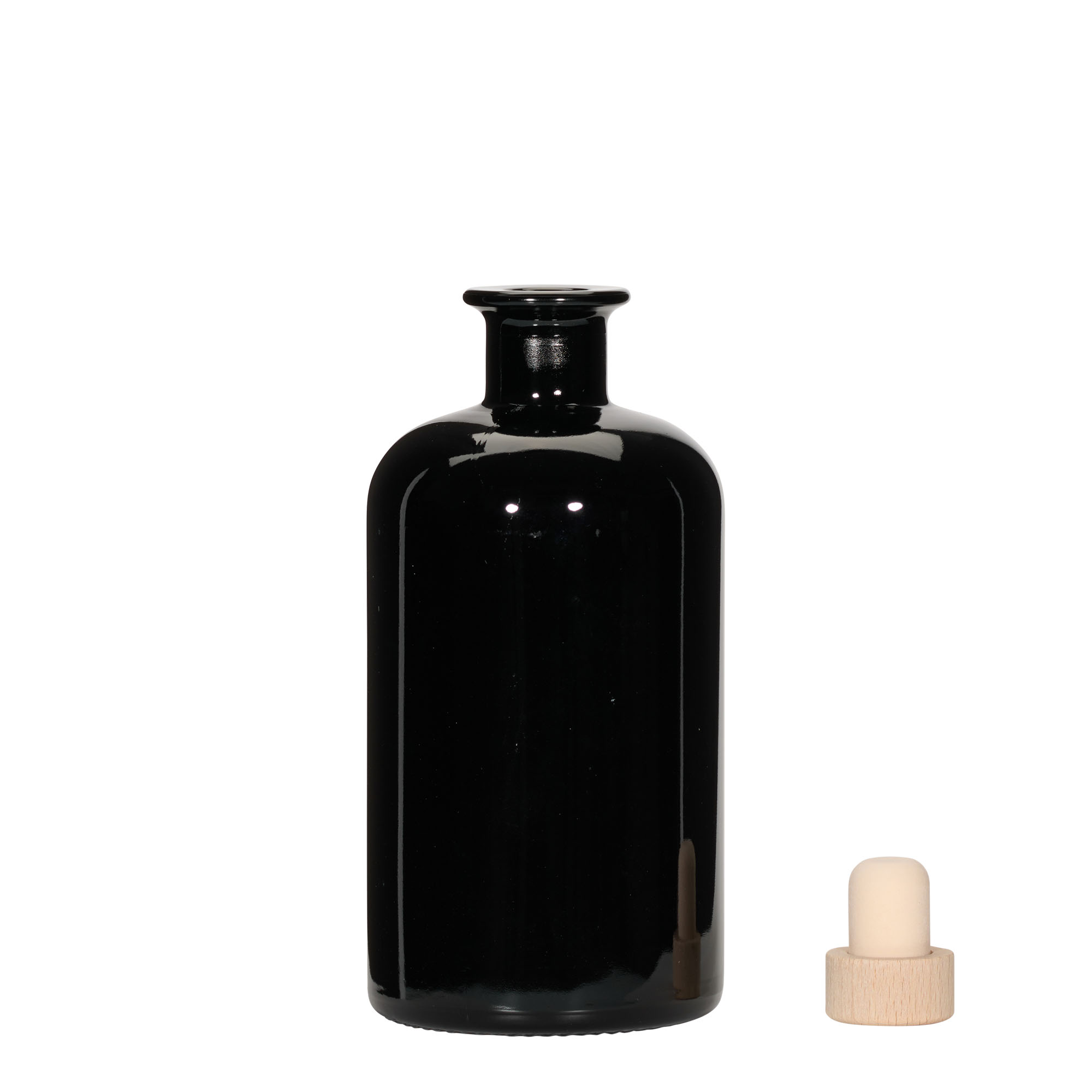 500 ml szklana butelka aptekarza, czarna, szyjka: korek