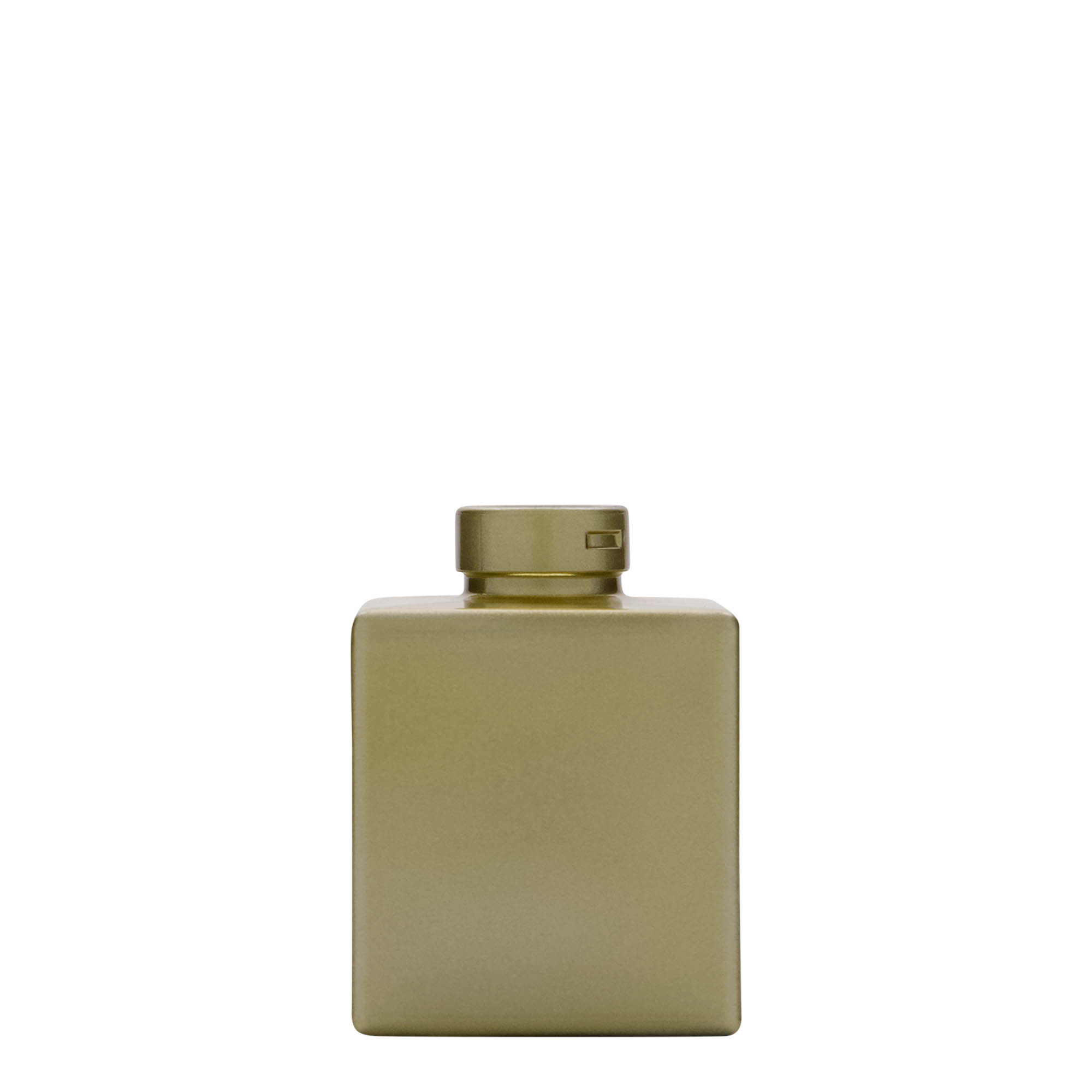 100 ml szklana butelka 'Cube', kwadratowa, złota, wylot: korek