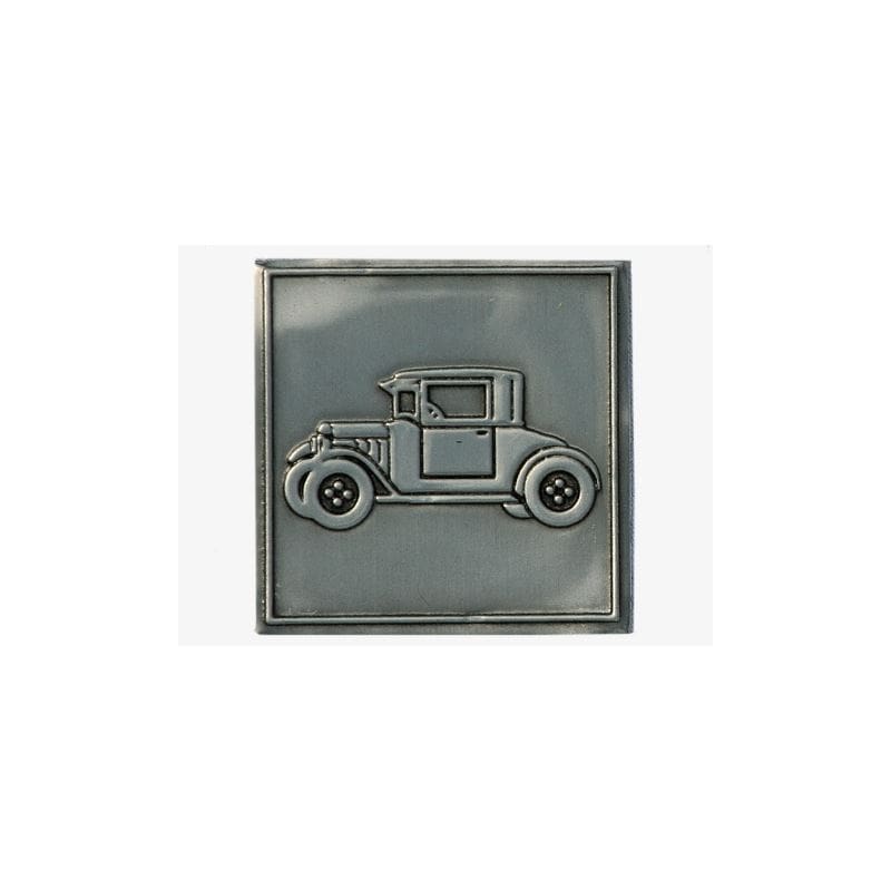 Naklejka na puszkę 'Oldtimer', kwadratowa, metalowa, srebrna