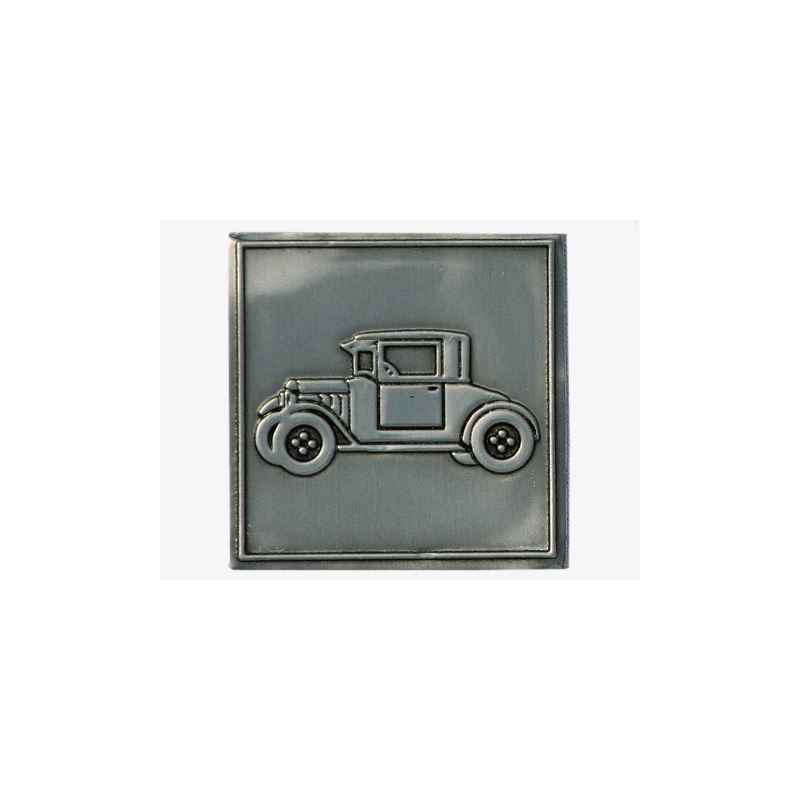 Naklejka na puszkę 'Oldtimer', kwadratowa, metalowa, srebrna