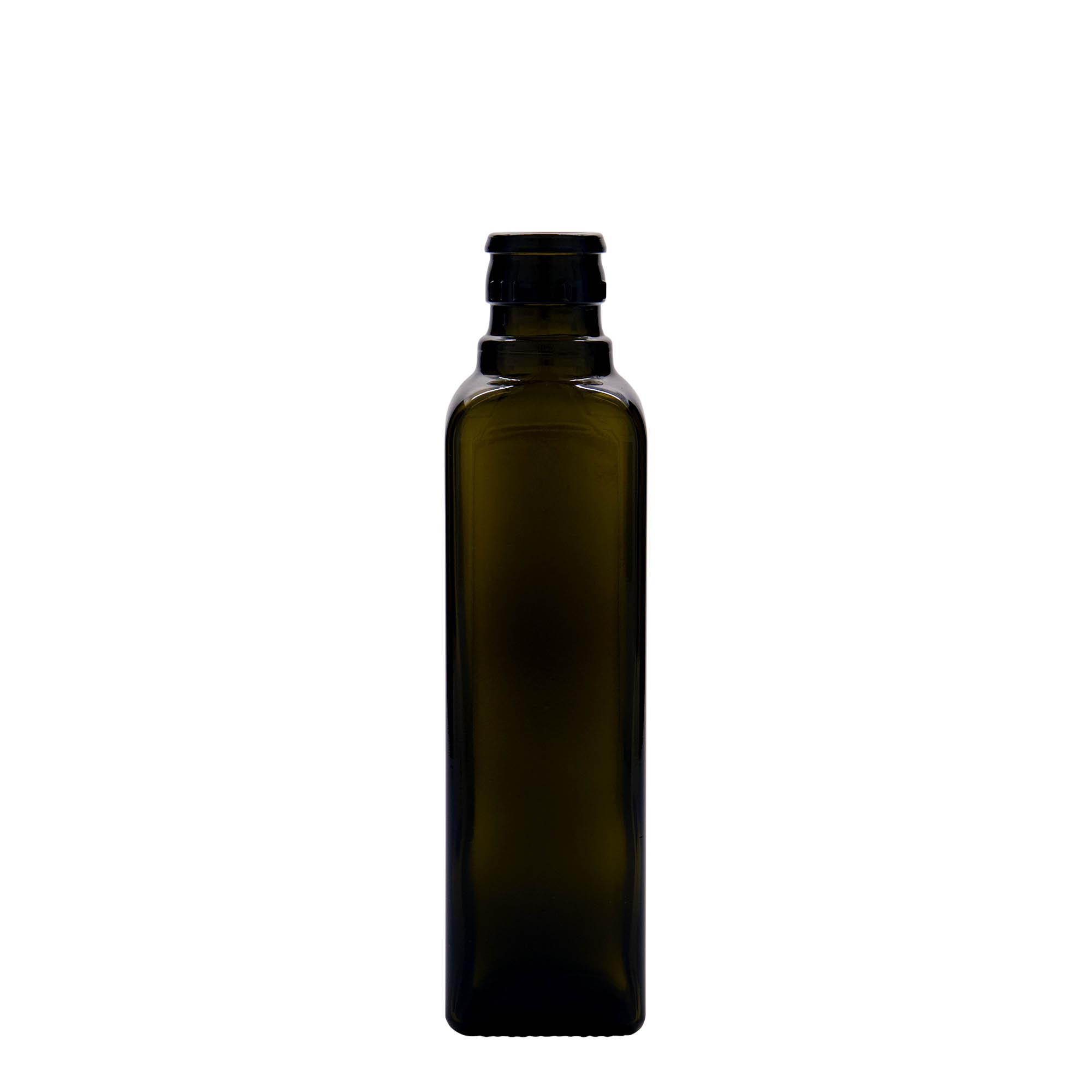 250 ml butelka na ocet/olej 'Quadra', szkło, kwadratowa, antyczna zieleń, wylot: DOP