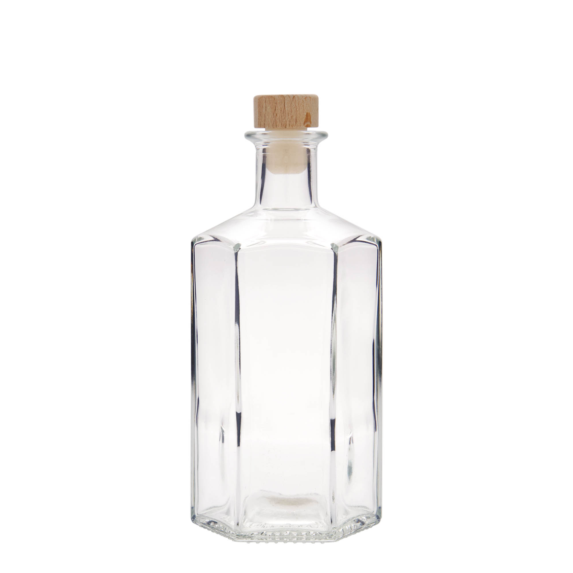 500 ml butelka szklana aptekarza 'Jimmy', sześciokątna, szyjka: korek