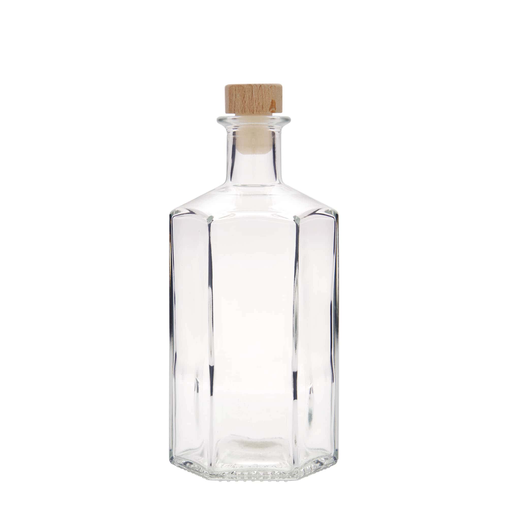 500 ml butelka szklana aptekarza 'Jimmy', sześciokątna, szyjka: korek
