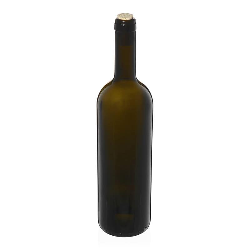 750 ml butelka na wino 'Golia', kolor zielony antyczny, zamknięcie: korek