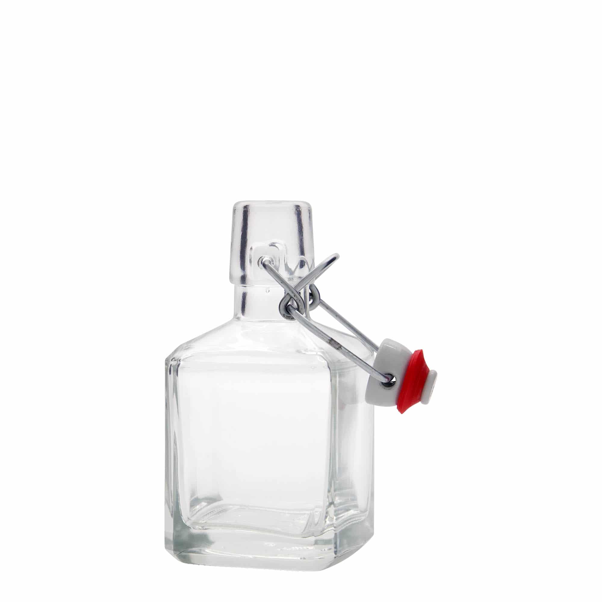 200 ml butelka szklana 'Kubica', kwadratowa, zamknięcie: Zamknięcie pałąkowe