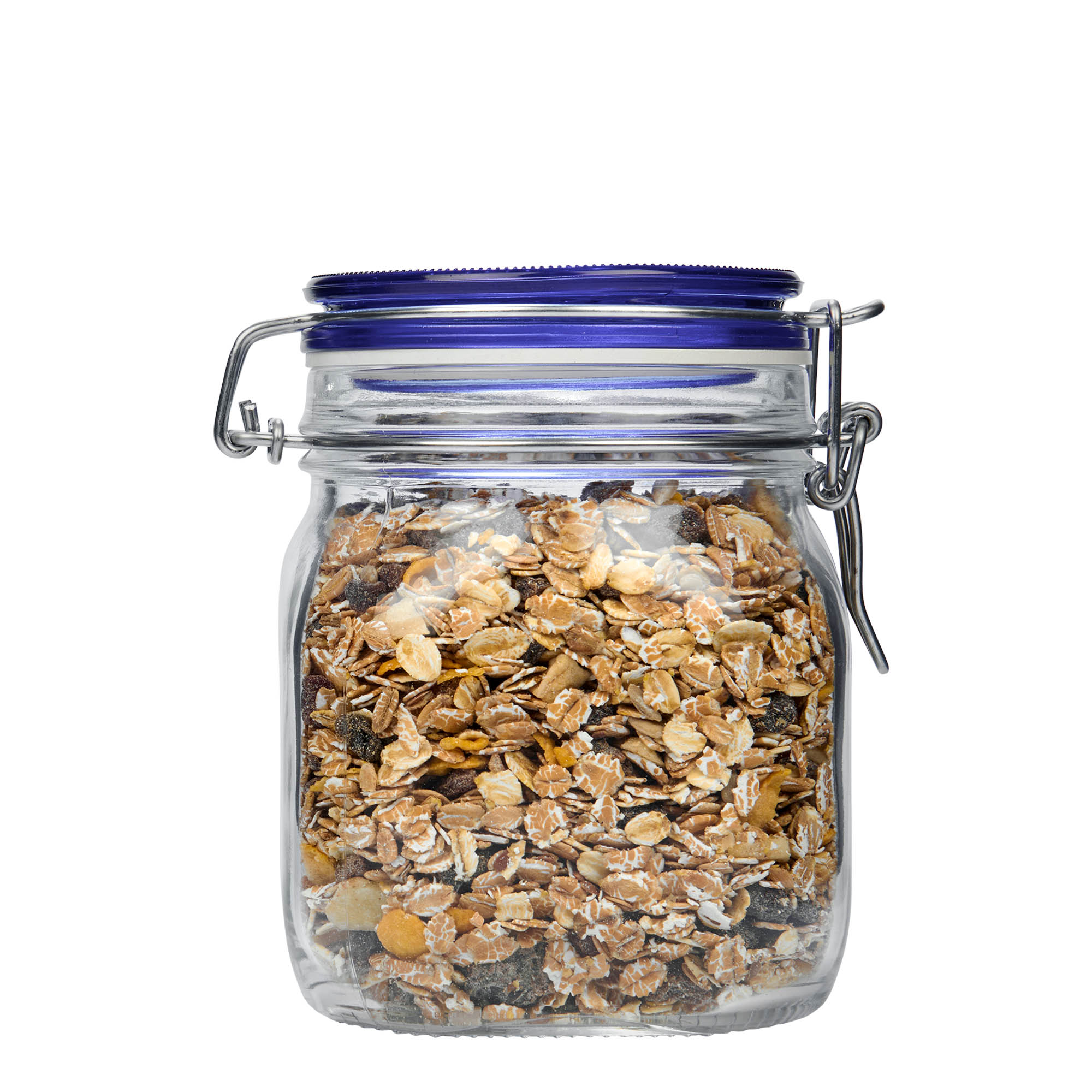 750 ml słoik z drucianym zamknięciem „Fido” z niebieską pokrywką, kwadratowy, otwór: zamknięcie drucianym zamkiem 750 ml słoik z drucianym zamknięciem „Fido” z niebieską pokrywką, kwadratowy, otwór: zamknięcie drucianym zamkiem