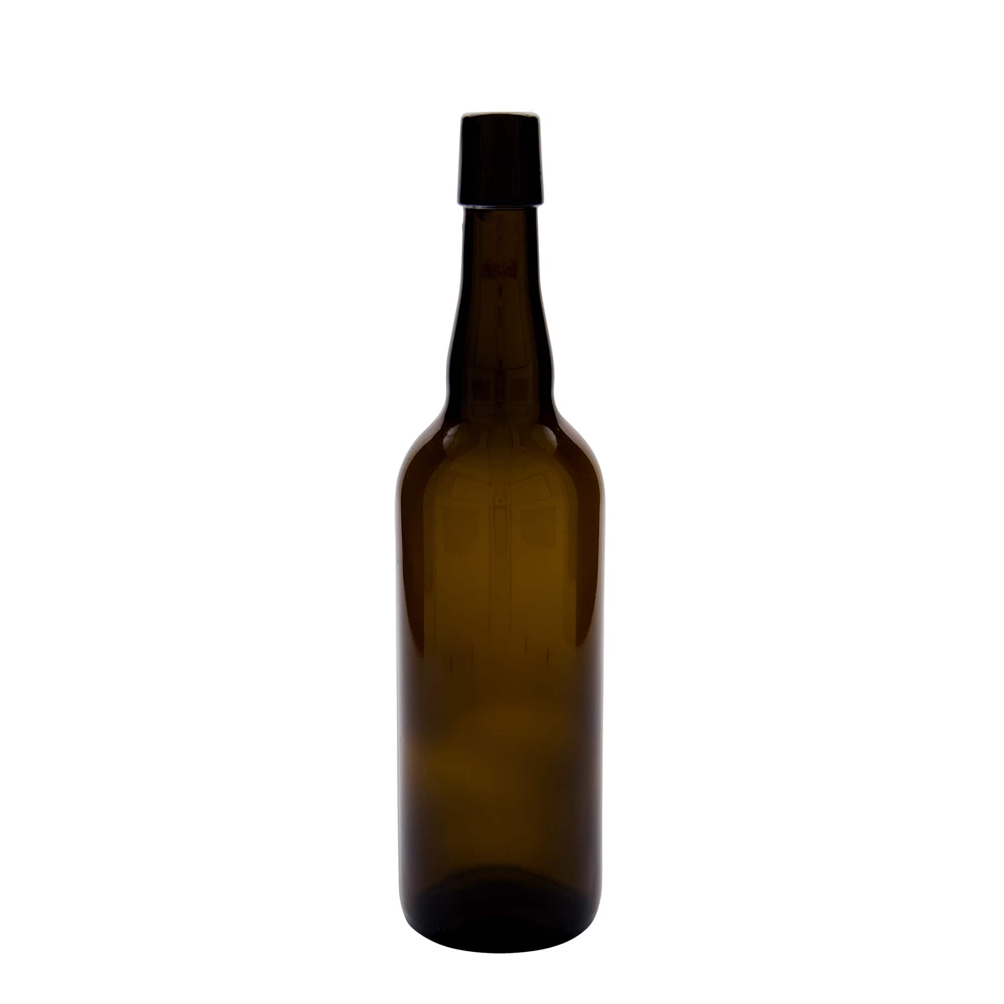 750 ml butelka piwa Belgia, szkło, brązowa, szyjka: zamknięcie na klips