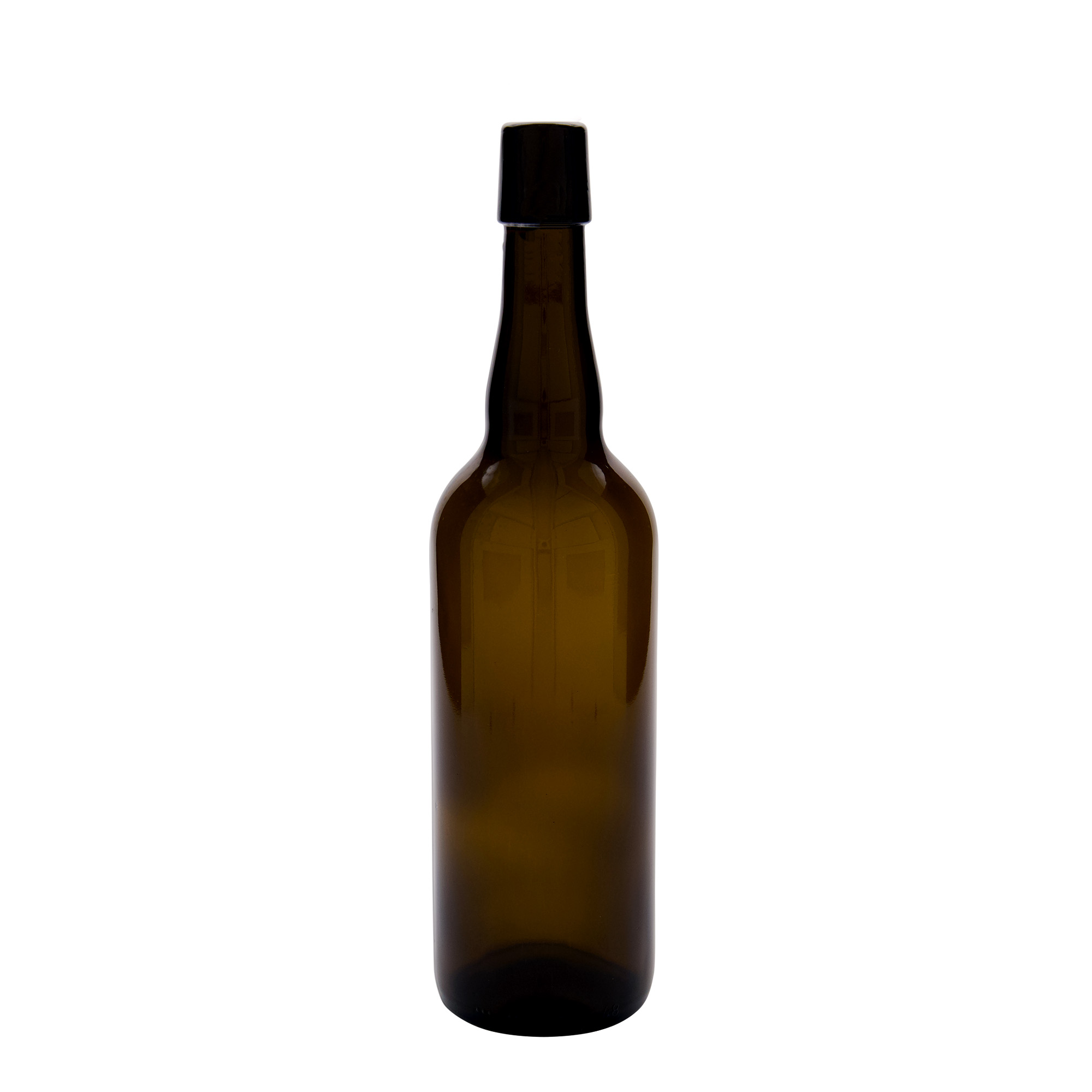 750 ml butelka piwa Belgia, szkło, brązowa, szyjka: zamknięcie na klips