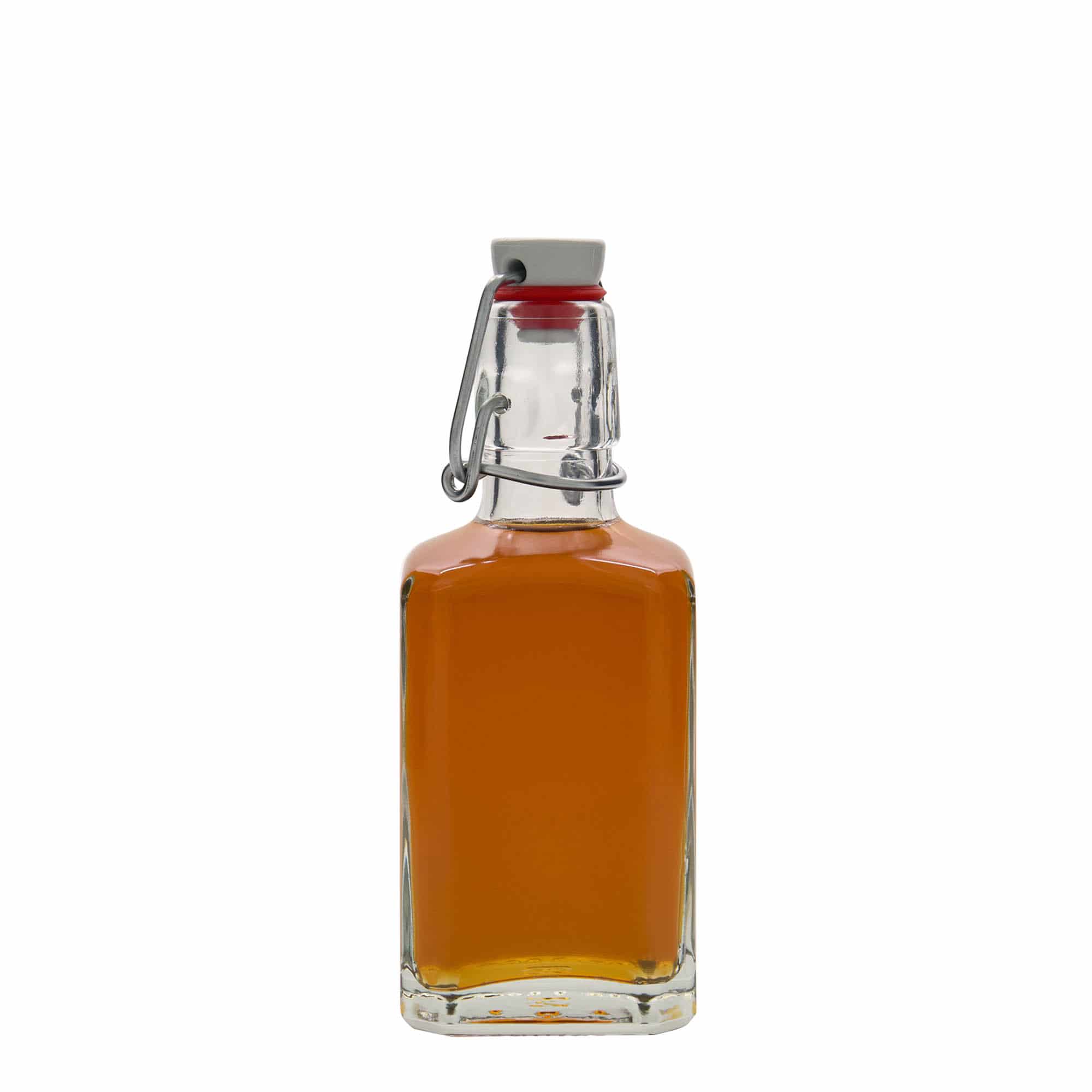 250 ml butelka szklana 'Rialto', kwadratowa, zamknięcie: Zamknięcie pałąkowe